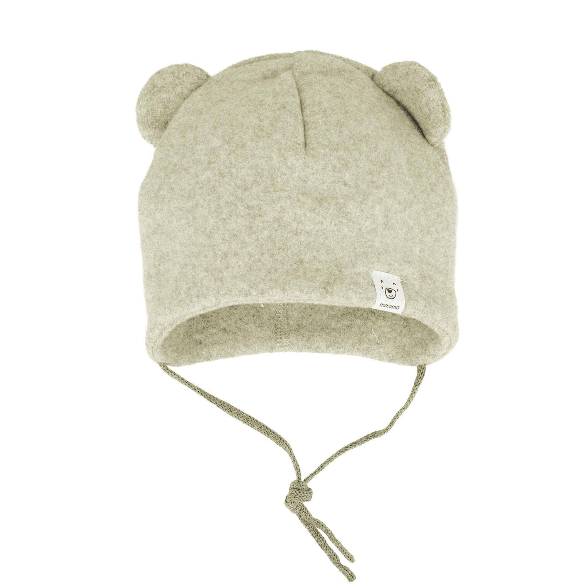 MAXIMO Fleecemütze GOTS BABY-Mütze,Baumwollfleece Öhrchen, Bindeband, doppelt (1-St) Baumwollfleece