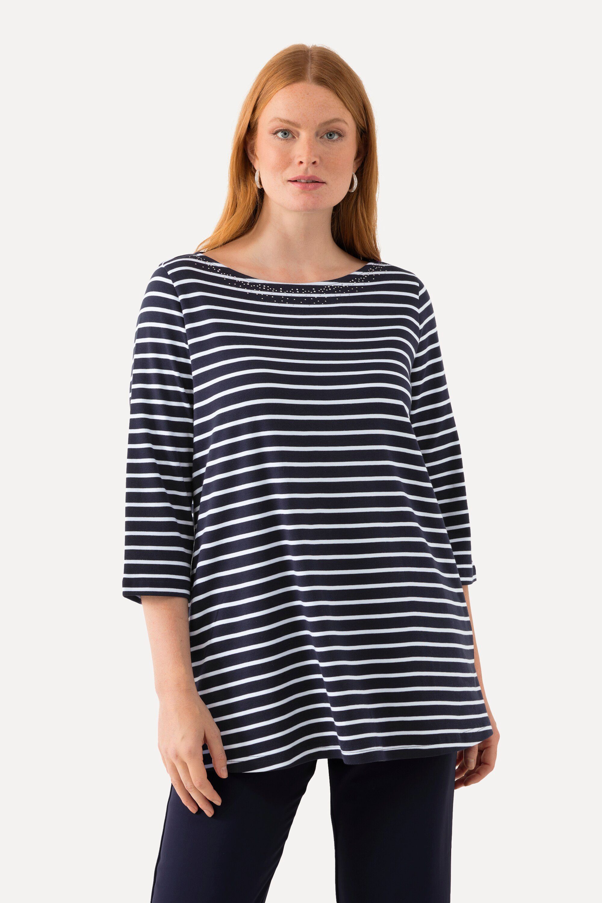 Ulla Popken T-Shirt Ringelshirt Pima Cotton günstig online kaufen