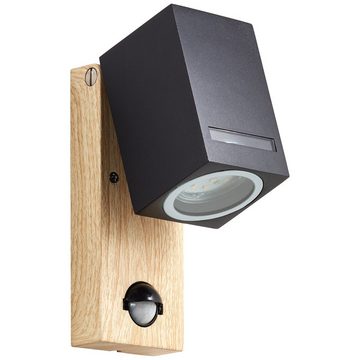 Lightbox Außen-Wandleuchte, Bewegungsmelder, ohne Leuchtmittel, Außen Wandlampe, Bewegungsmelder, 16 x 7 cm, GU10, 20 W, schwenkbar