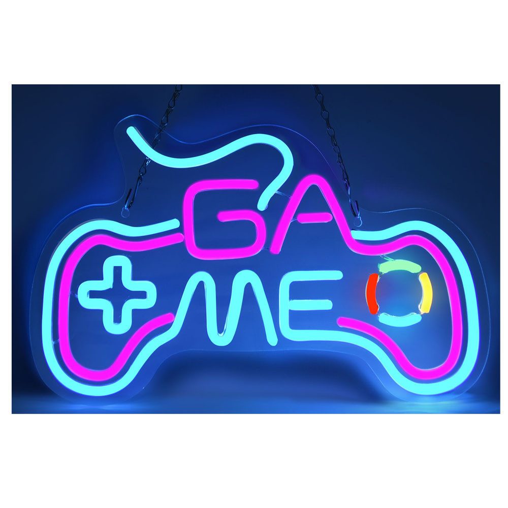 Laybasic Nachtlicht Gamer LED Neonlicht,Dimmer Neon Schild USB Leuchtreklame, 5 Helligkeit 40×25cm für Game Room Bar Wall Party Deko
