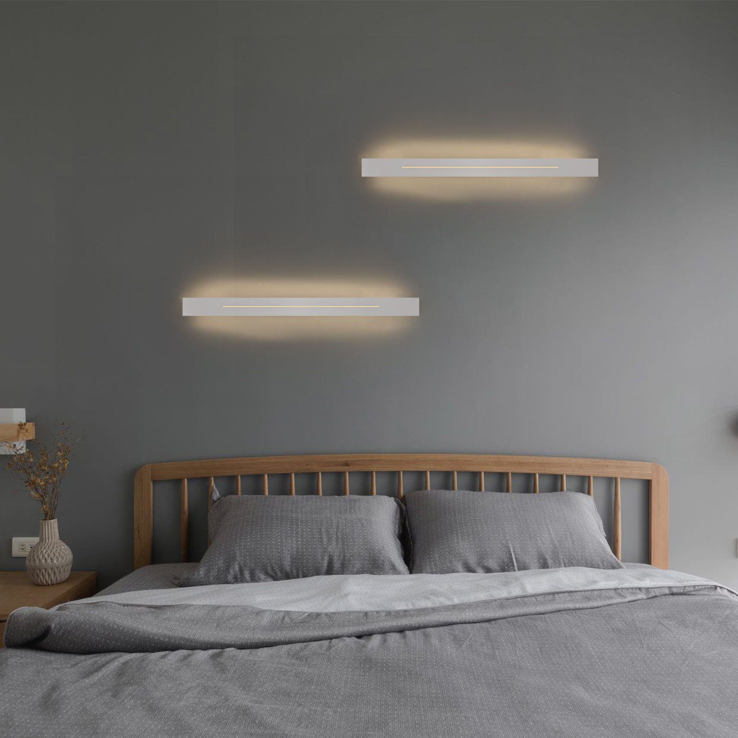 ZMH LED Wandleuchte Wandlampe innen weiß/schwarz 30cm 60cm 100cm, LED fest integriert, warmweiß