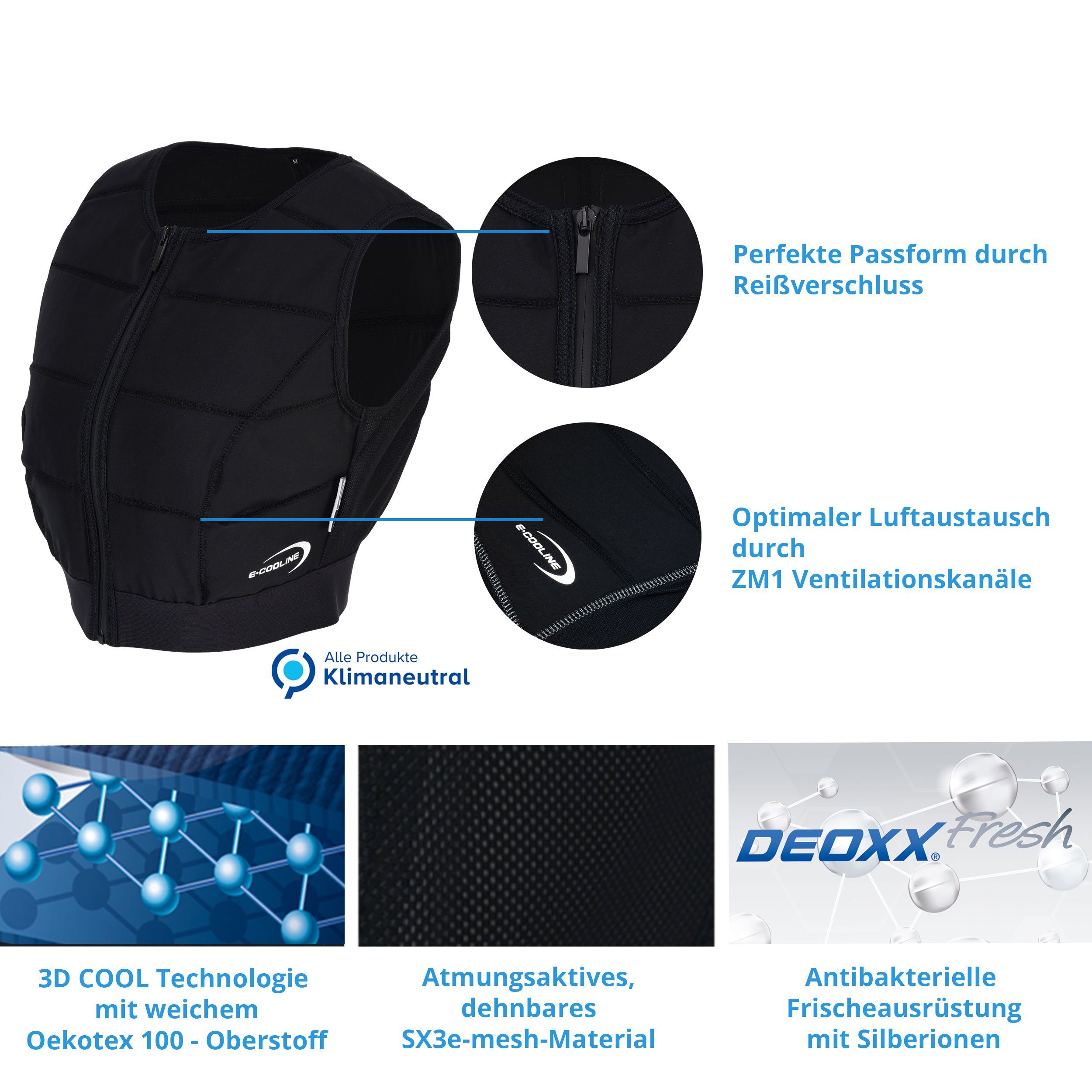 E.COOLINE Funktionsweste Powercool SX3 KühlTankTop mit Aktivierung - Kühlung, Wasser Kühlung Klimaanlage aktive durch zum Anziehen