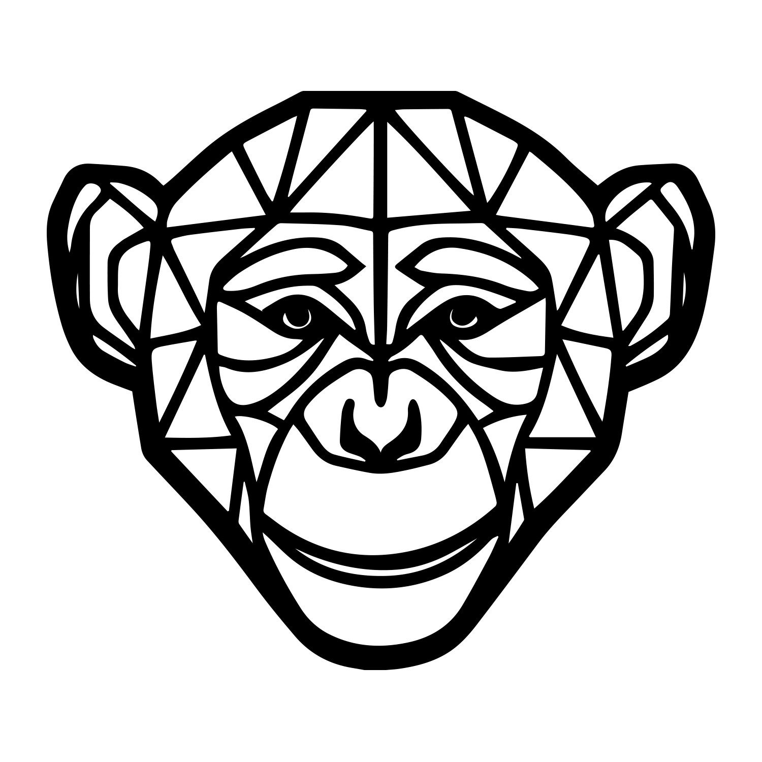 Namofactur 3D-Wandtattoo Affe Deko Geschenke - Wanddeko Holz Wandtattoo (schwarz), moderner Polygon Affe, Wandgestaltung fürs Wohnzimmer