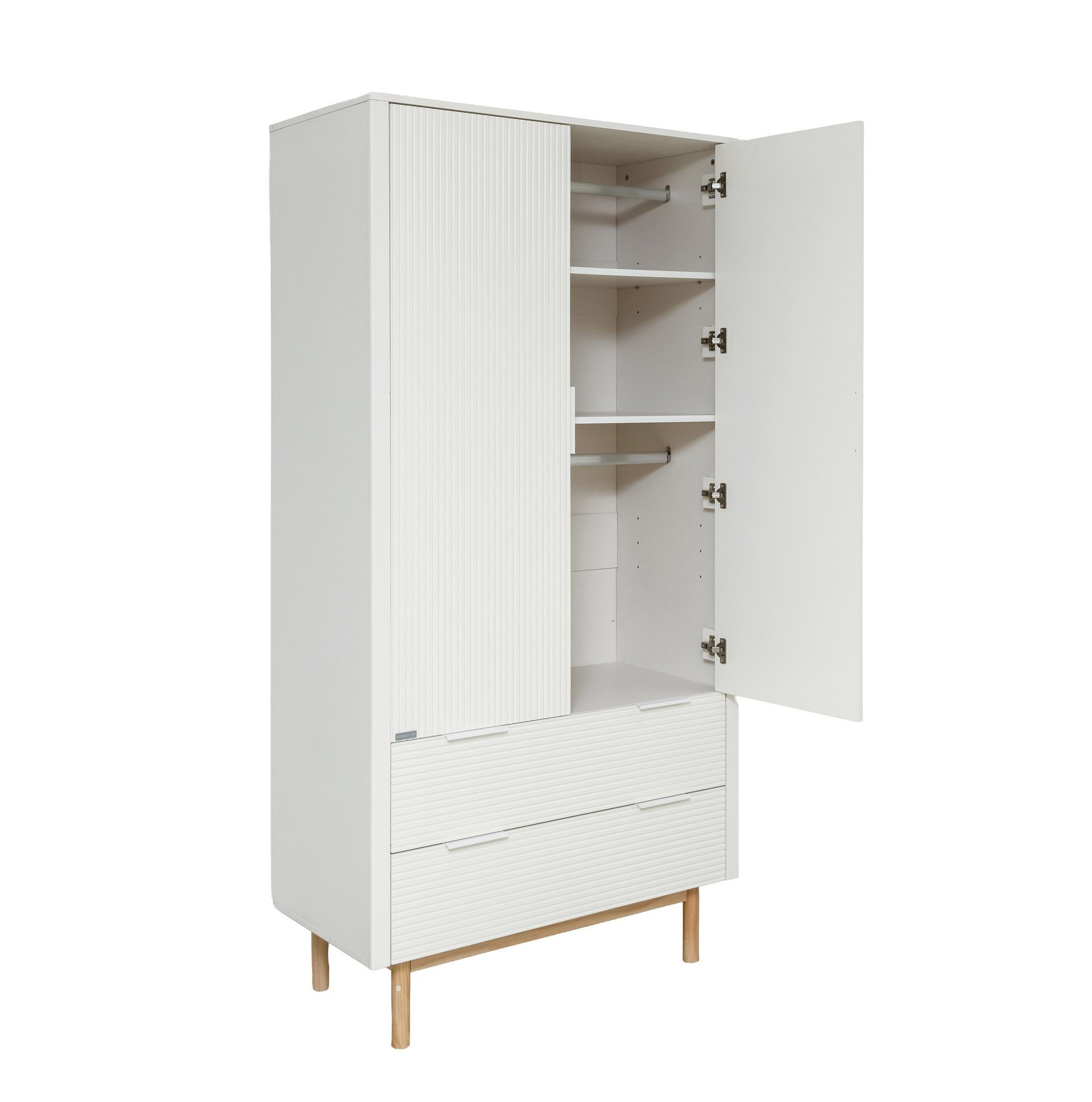 HOME DELUXE Kleiderschrank COCO - 100 × 50 × 200 cm (inkl. 2 Schubläden & Kleiderstangen) Kinderkleiderschrank mit Lamellenfronten – Bild 5 von 5