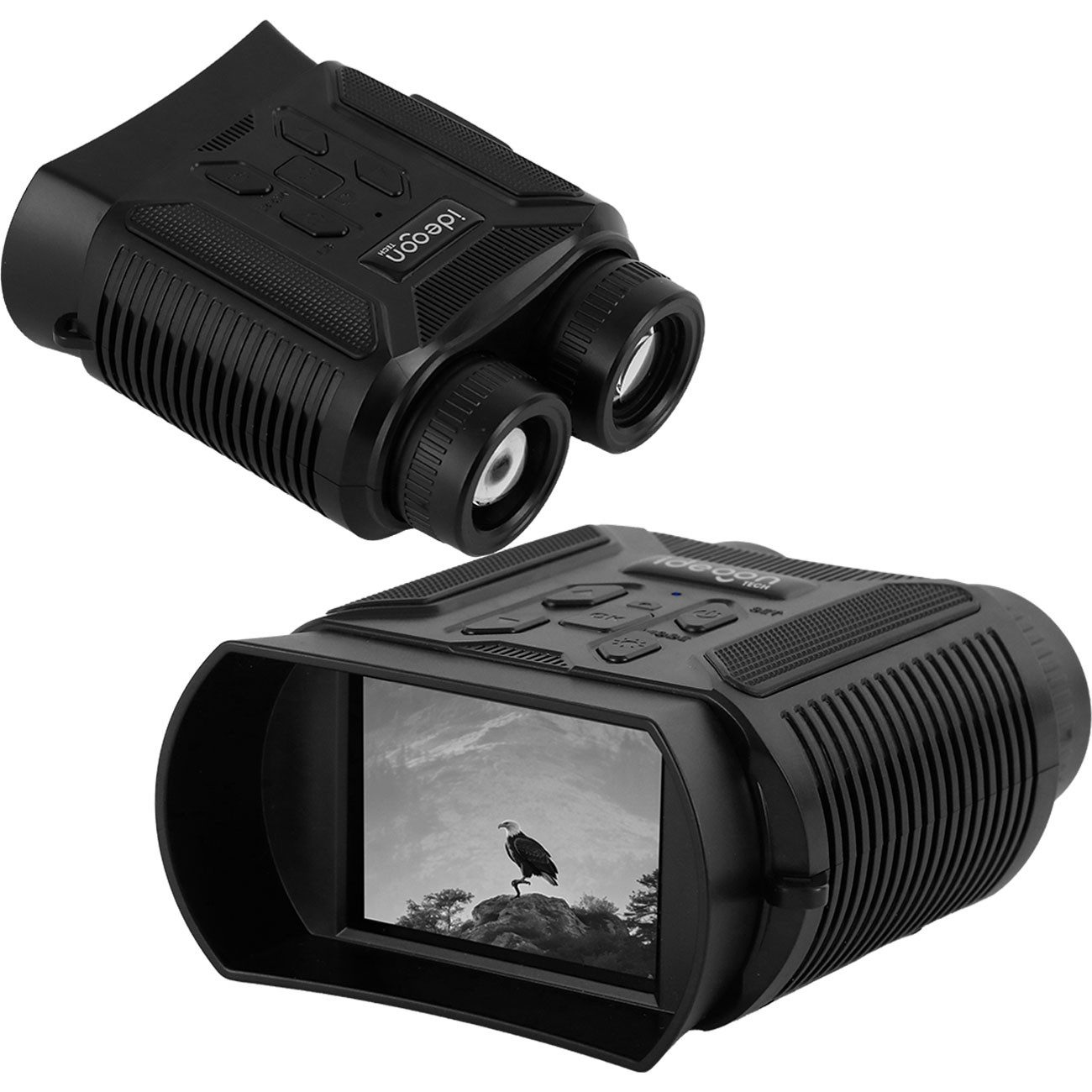 shop'n smile ideoon Nachtsichtgerät Profi 4K IR Nachtsichtkamera Binokular 500m 2,4 IPS HD Display, Infrarot-Licht, Leistung 5 Watt, IP20, Li-Ion Akku 2.000 mAh