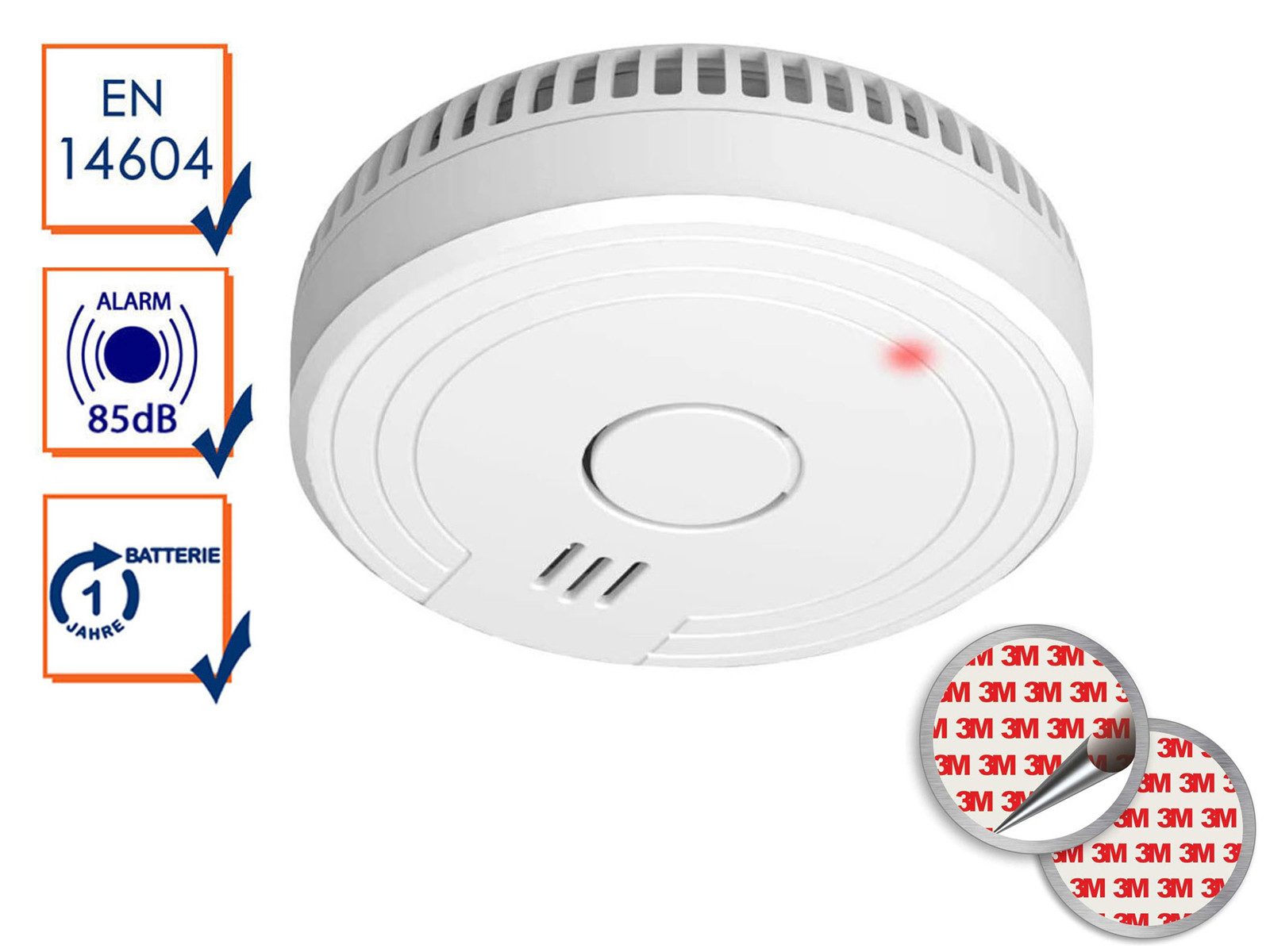 Elro Rauchmelder (optischer Brandmelder Klebepad, Magnet & Batterie Kleben statt Bohren)