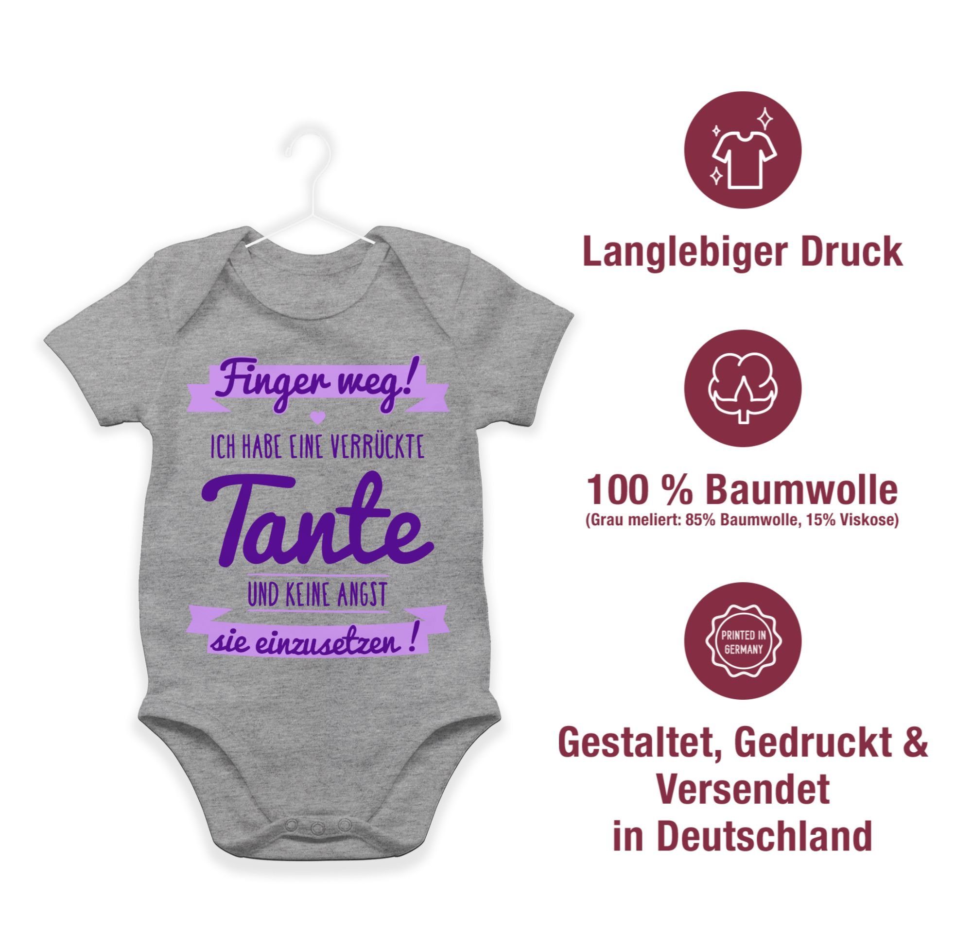 habe eine verrückte Sprüche Ich Grau Lila Shirtbody meliert Baby Shirtracer 3 dunkel Tante