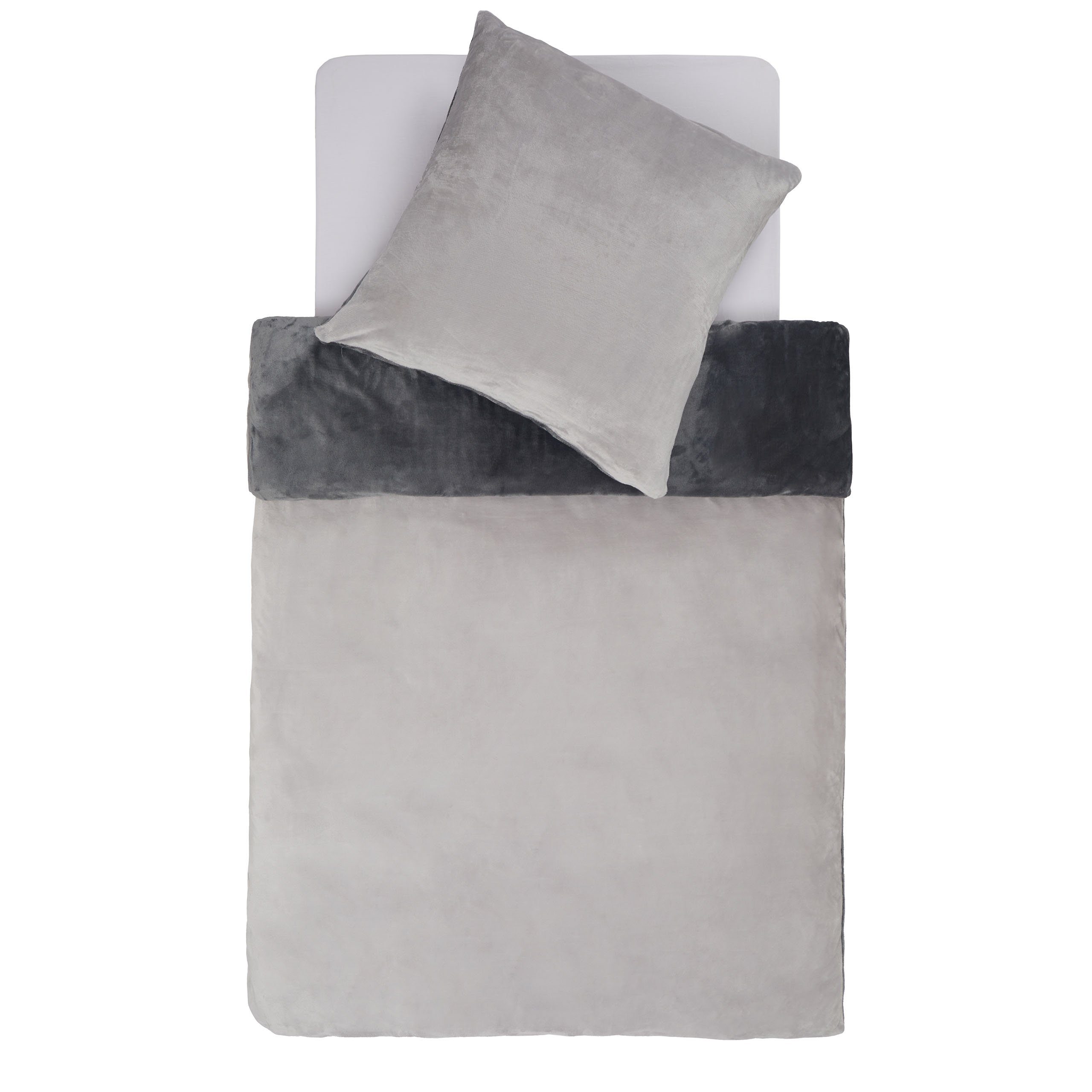 Samt Dunkelgrün Plüsch Flanell Unifarben Bettbezug mit Reißverschluss Bettwäsche