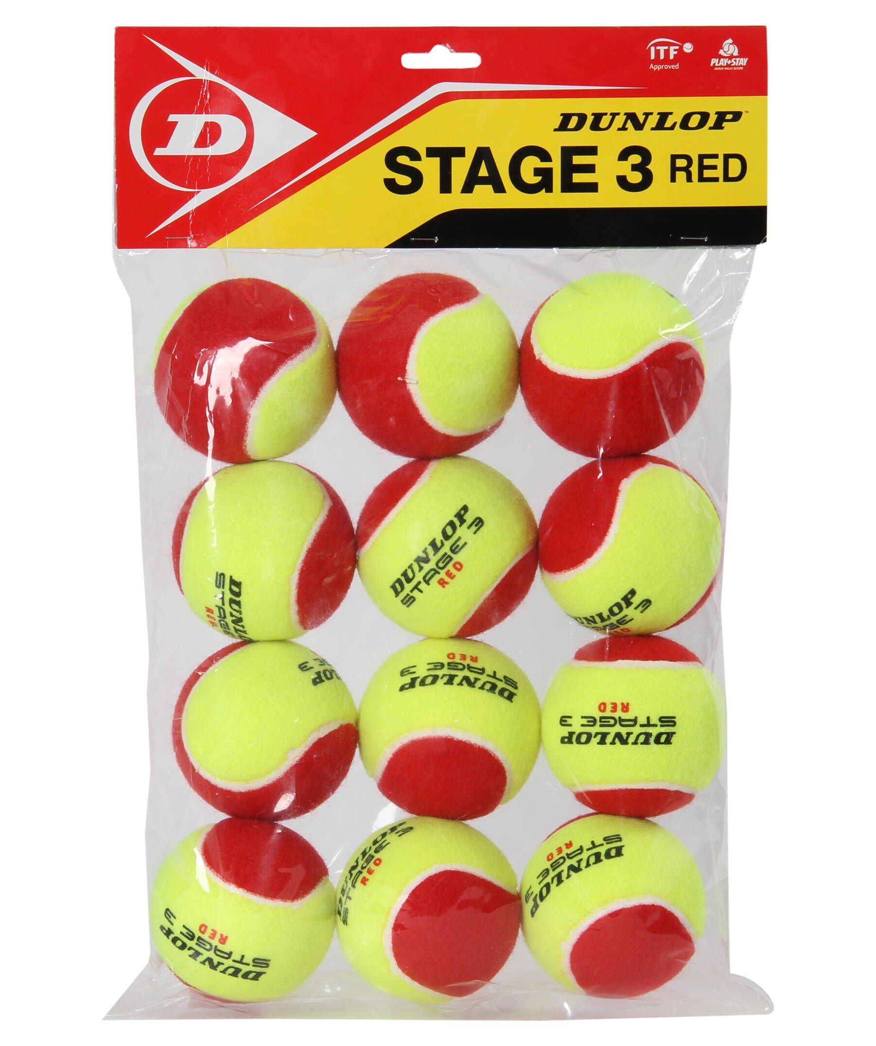 12er Tennisball Dunlop 3 Tennisbälle "Stage Set Red"