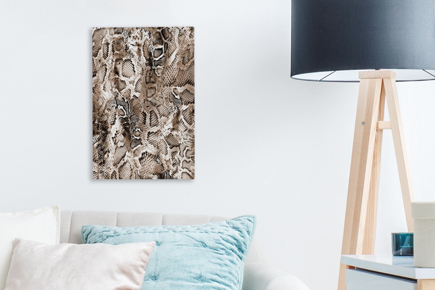 OneMillionCanvasses® Leinwandbild Tiermuster - Schlange 20x30 bespannt Zackenaufhänger, Braun, (1 - cm fertig Leinwandbild St), Gemälde, inkl