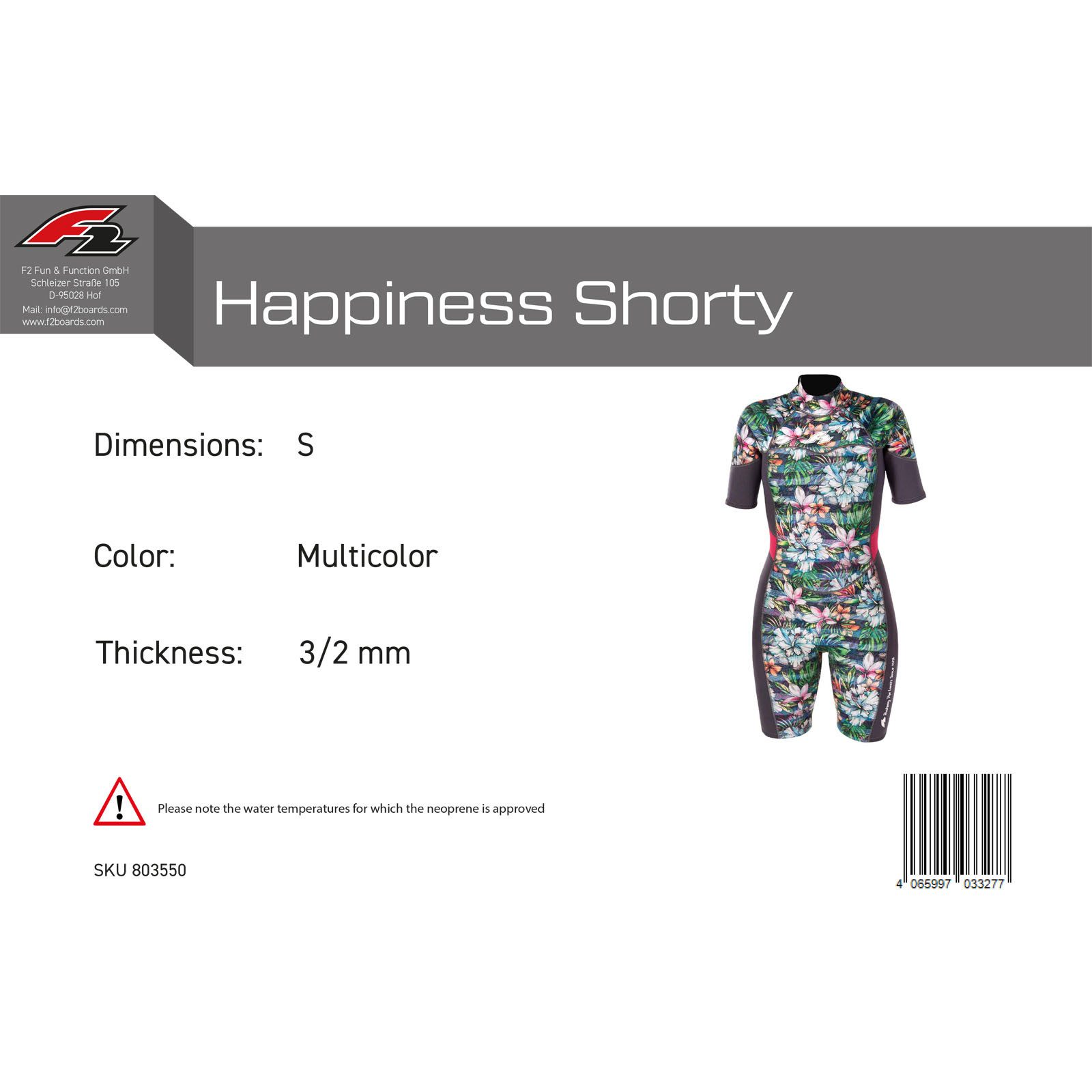 F2 Neoprenanzug F2 Damen Neopren Anzug Happiness Shorty 3/2 mm S Multicolor 2024/25