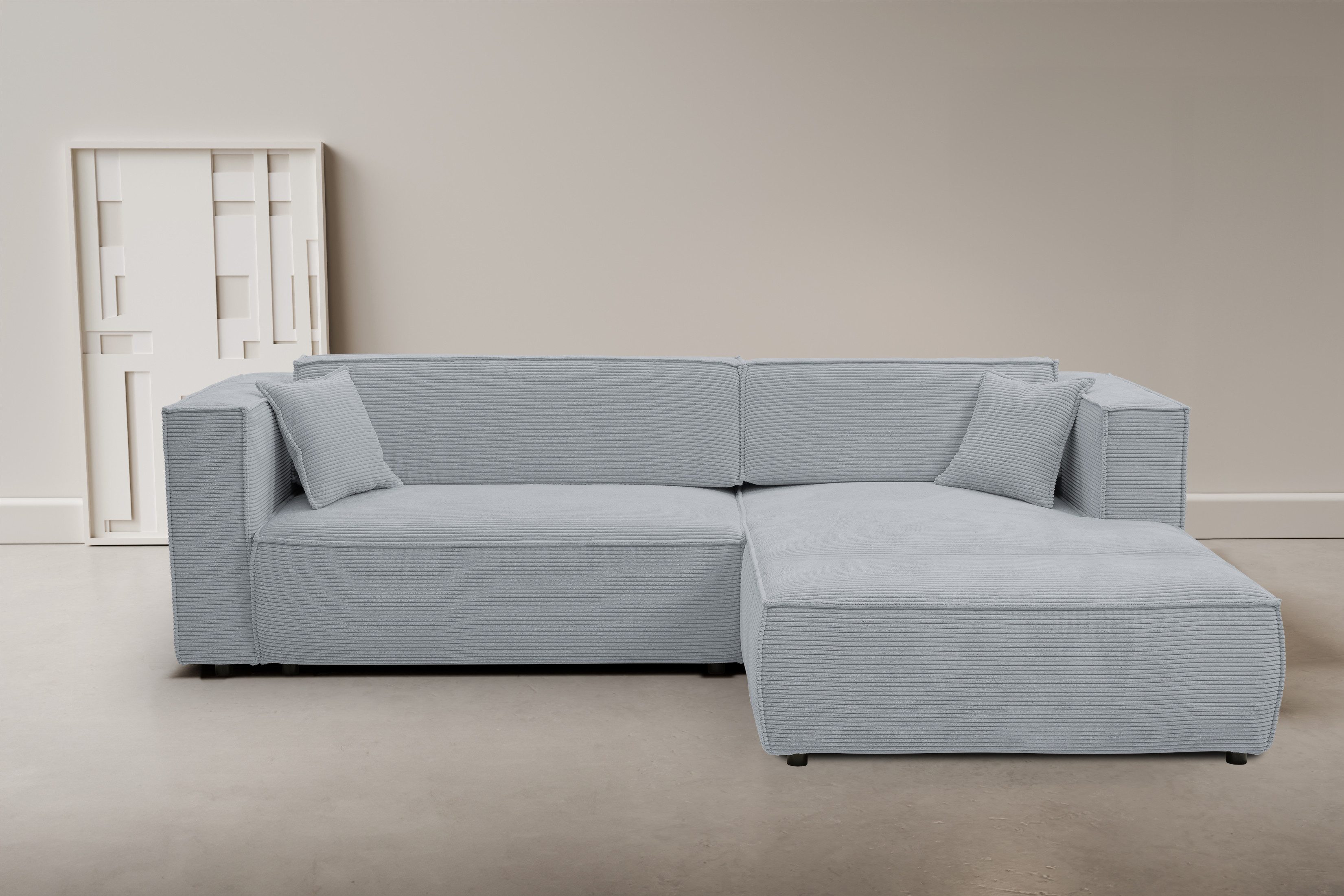 Ecksofa Atlanta-New, modernes Design, Stellmaße 280x147cm, L-Form, Kedernaht