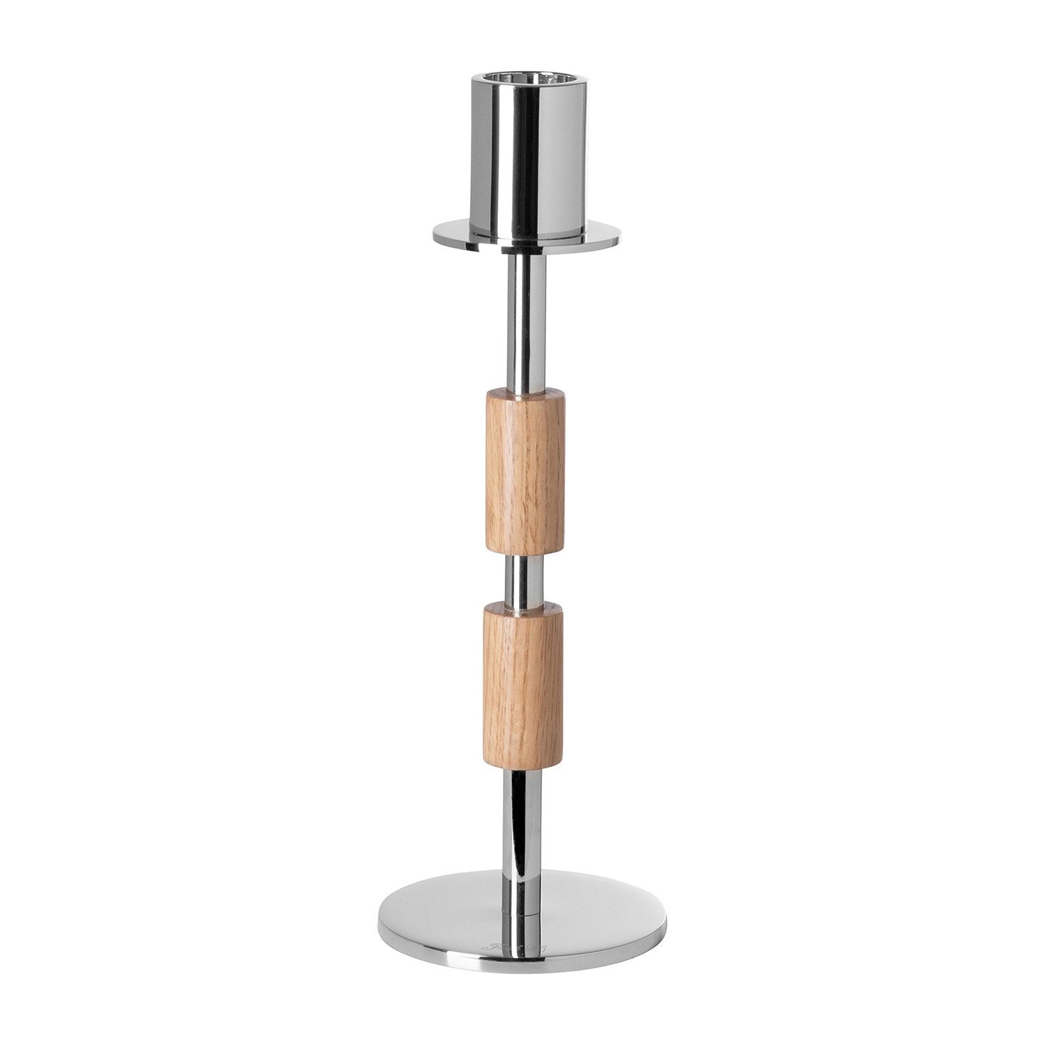 Fink Торшеры PORTERO Leuchter - braun/silber - Alu/Edelstahl/Eiche - H. 28cm x Ø9cm (1x Leuchter, 1 St., Kandelaber - Armleuchter), Подсвечник - Торшеры - Lichterhalter - Lichtträger