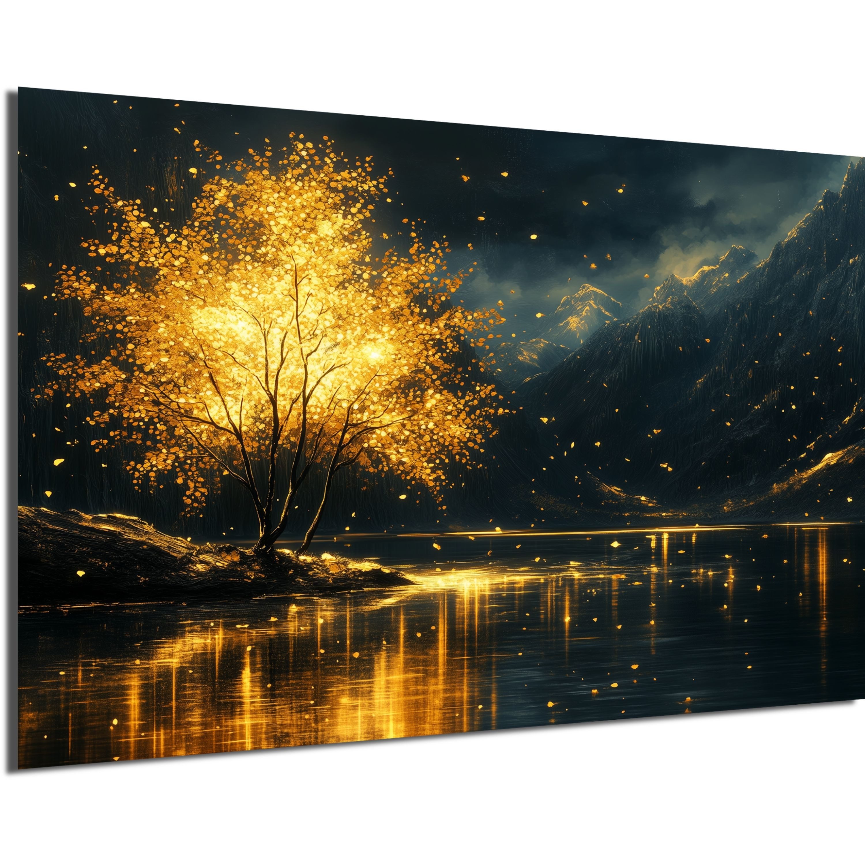 DARO Design Leinwandbild Modern Abstrakt Wandbilder XXL Wandbild Wand Deko Leinwand Bilder, (goldener Baum - Bild groß Wohnzimmer Schlafzimmer Küche Esszimmer Einteilig Querformat Fotodruck Leinwände Wanddeko Abstrakte Kunst Boho), 30x20cm