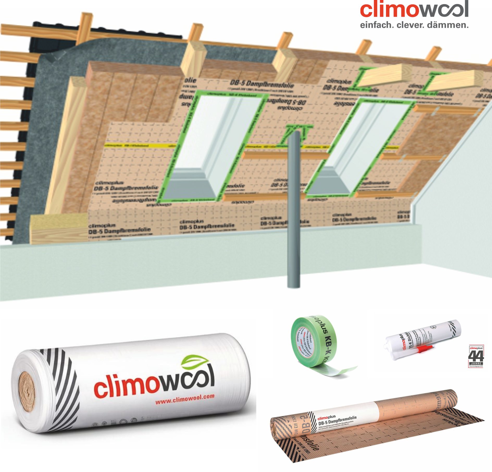 climowool Glaswolle Climowool Dämmpaket für ca. 160 m² - WLG 035/240 mm Klemmfilz, (Dämmpaket Komplettset, 1-St., Dämmpaket Komplettset)