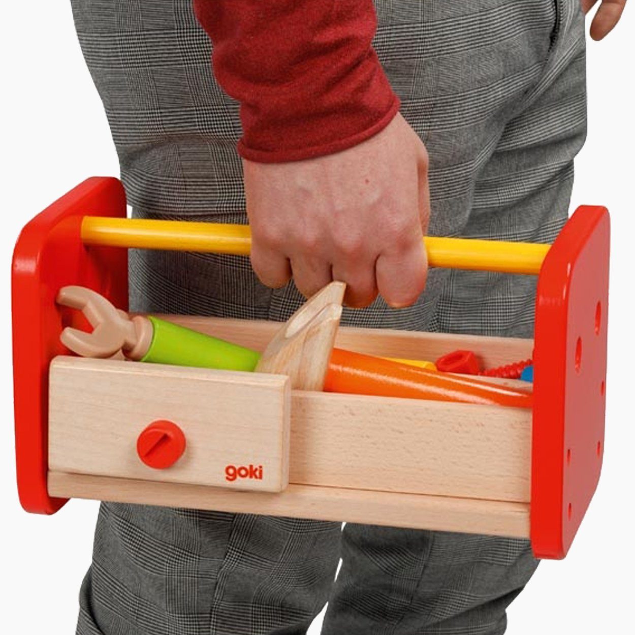 goki Spielwerkbank Werkbank inklusive Aufbewahrungsbox, (packung, 16-tlg., spar set), mit 16-teiligem Werkzeugzubehör