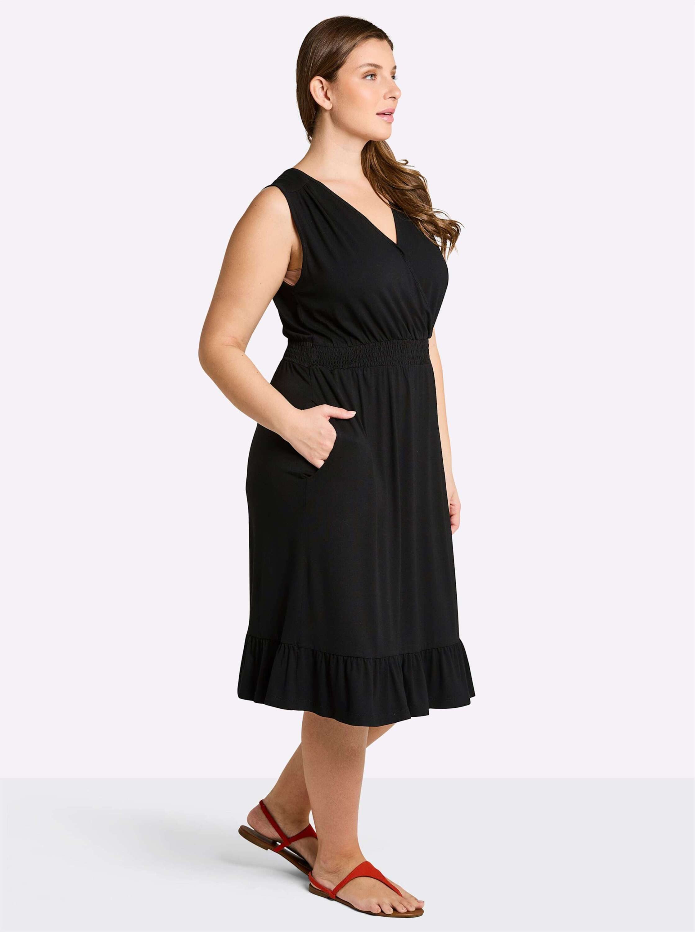 Sheego Jerseykleid Jersey-Kleid Ärmellos