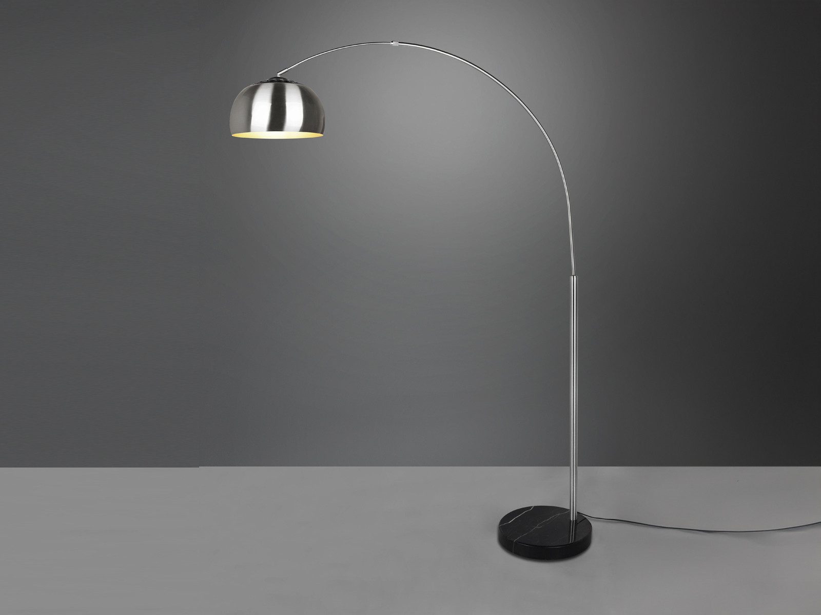 TRIO Leuchten LED Bogenlampe, Dimmfunktion, LED wechselbar, Warmweiß, große Ausladung, XXL Bogen-stehlampe silber gebogen dimmbar Höhe 200cm