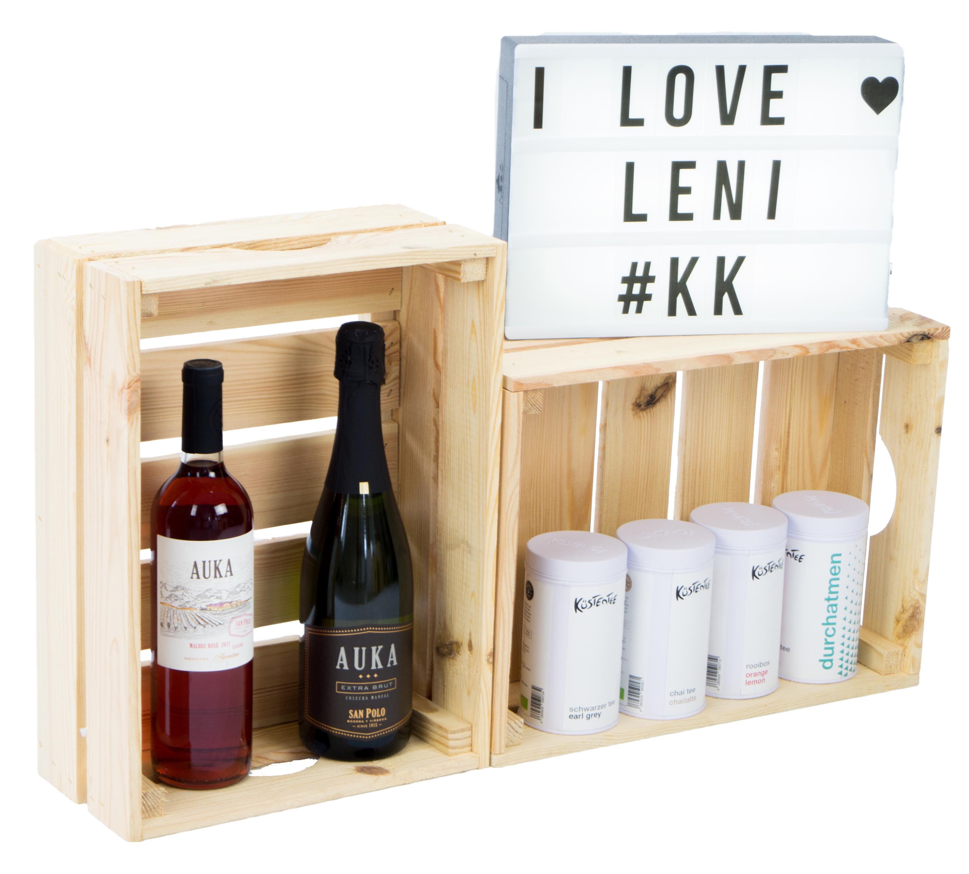 Kistenkolli Altes Land Allzweckkiste 2er set Gemüsekiste Leni Natur (Spar-Set, 2er Set)