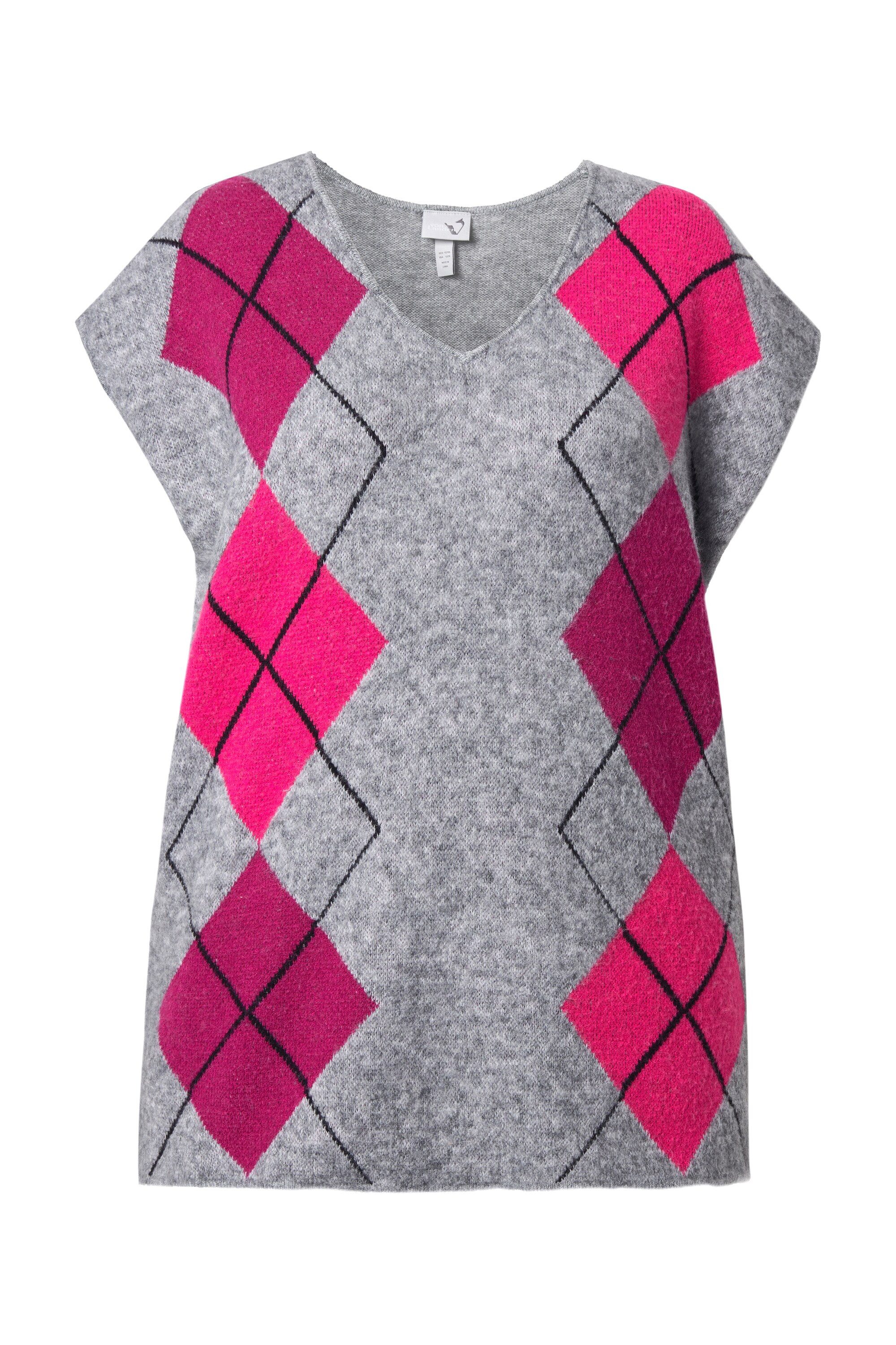 Ulla Popken Strickpullover Pullunder V-Ausschnitt Rhombenmuster ärmellos günstig online kaufen