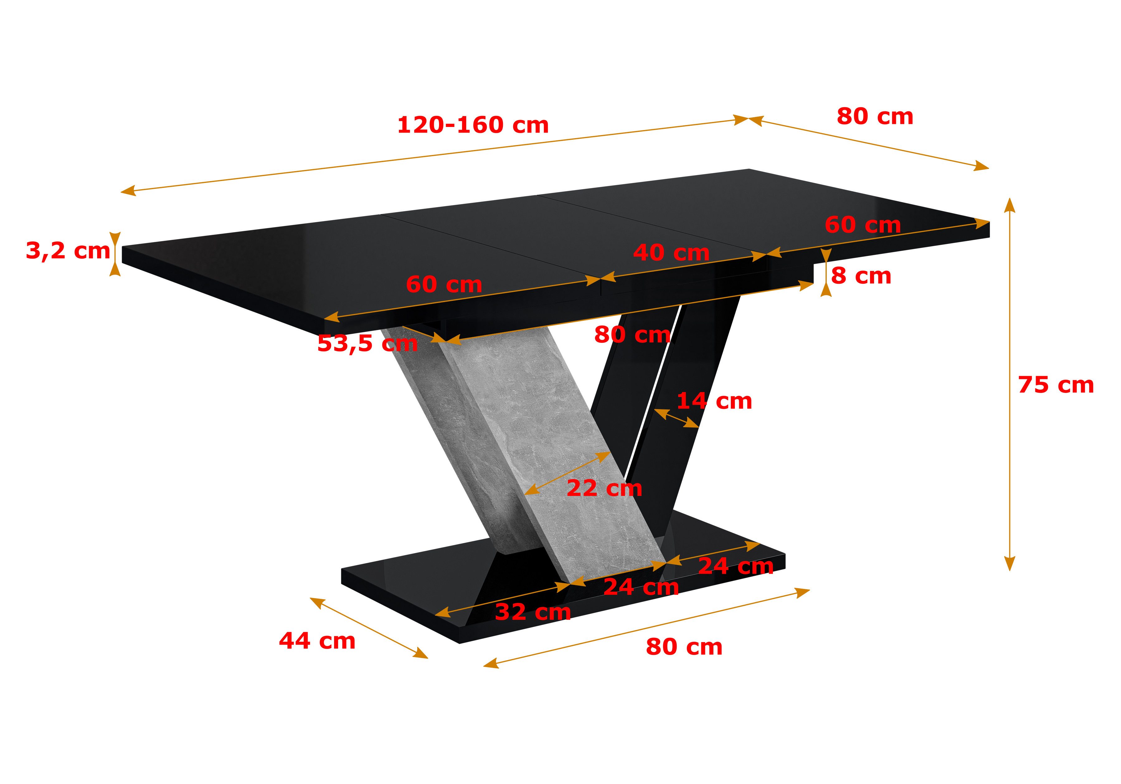 ALTDECOR Esstisch CLASI (Esstisch ausziehbar, Esszimmertische, Tisch Wohnzimmertisch), Esszimmertisch ausziehbar 120 - 160 x 80 x 75 cm – Bild 4 von 5
