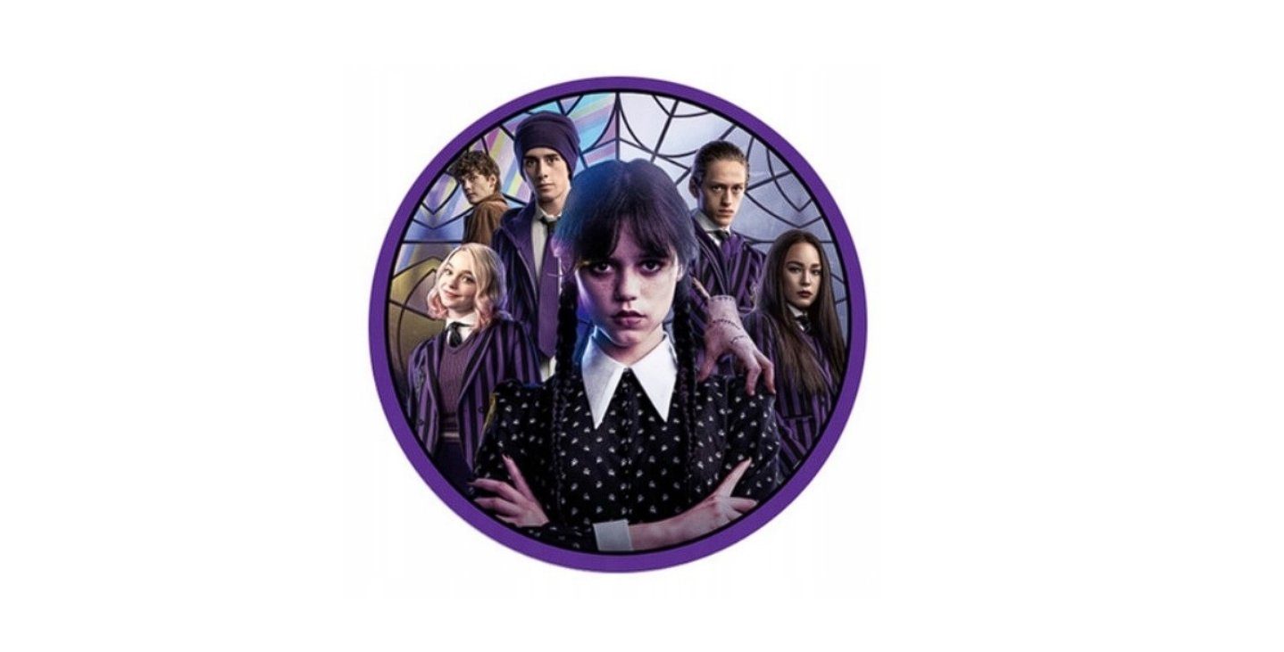 Festivalartikel Einweggeschirr-Set Geburtstagsset Wednesday Addams, 46-teilig, papier