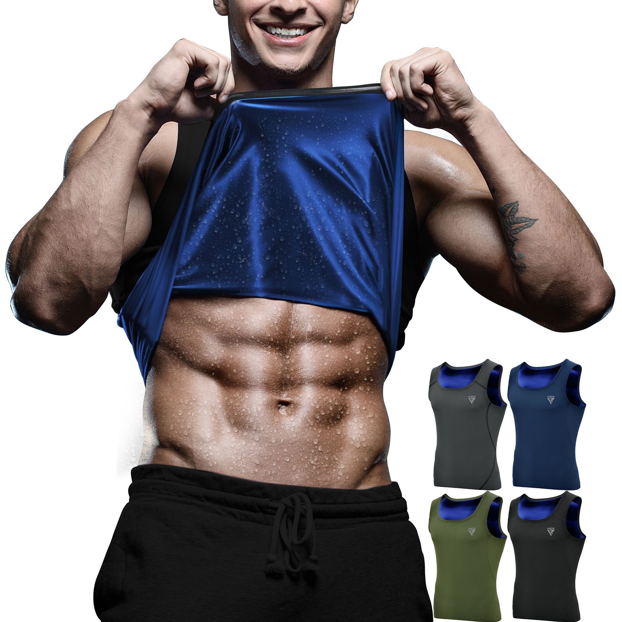 Kompressionsshirt RDX Herren Sauna Weste Wärme Trapping Schweiß Taille Trainer