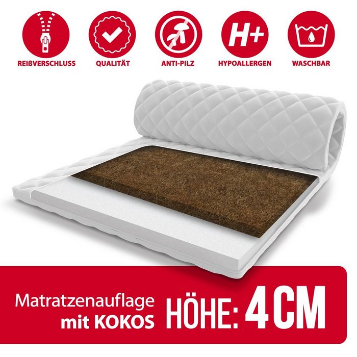 Matratzenauflage KOKOS-KALTSCHAUM FDM mit Reißverschluss beidseitig nutzbar