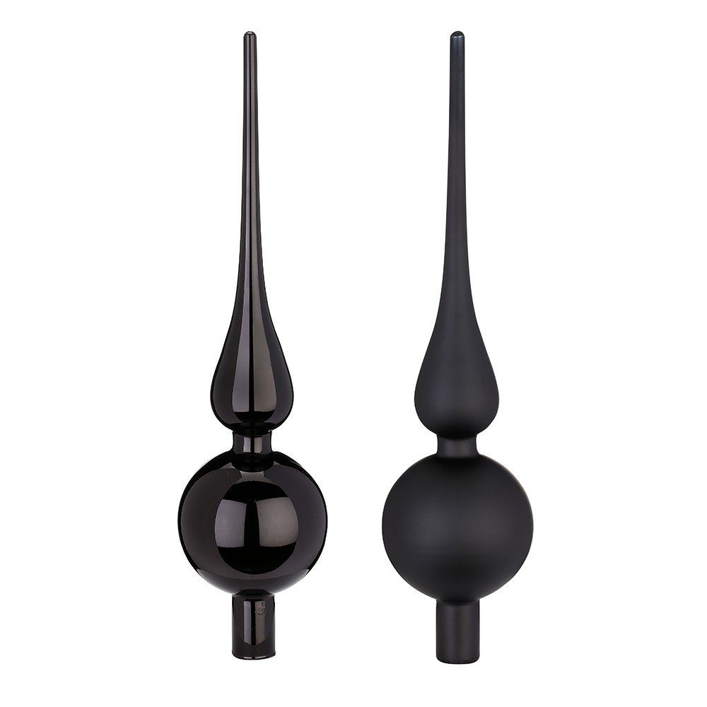 MAGIC by Inge Christbaumspitze, Christbaumspitze Glas 28cm 1 Stück matt / glanz sortiert - Ebony Black