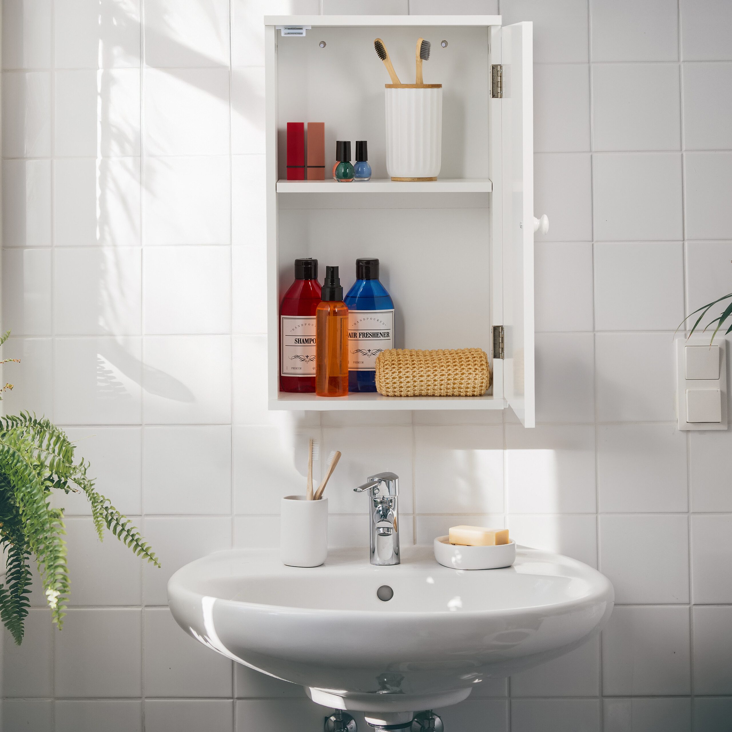 relaxdays Hängeschrank Hängender Badschrank mit Tür günstig online kaufen