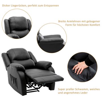 Gotagee Relaxsessel Einzelsessel Fernsehsessel Wohnzimmerstühle Lounge-Sessel PU Schwarz, mit PU-Leder mit Fußstütze, Seitentasche für Wohnzimmer XXL