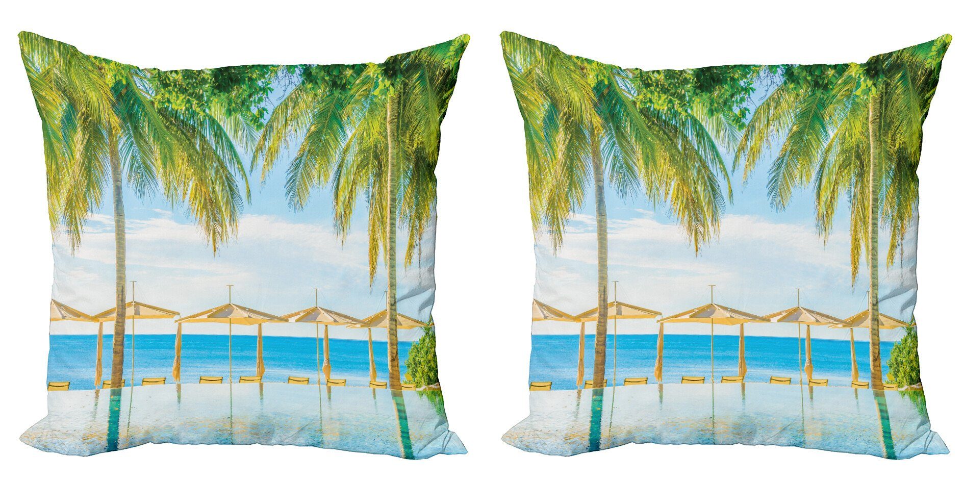 Kissenbezüge Modern Accent Doppelseitiger Digitaldruck, Abakuhaus (2 Stück), Tropisch Pool Resort Sommer