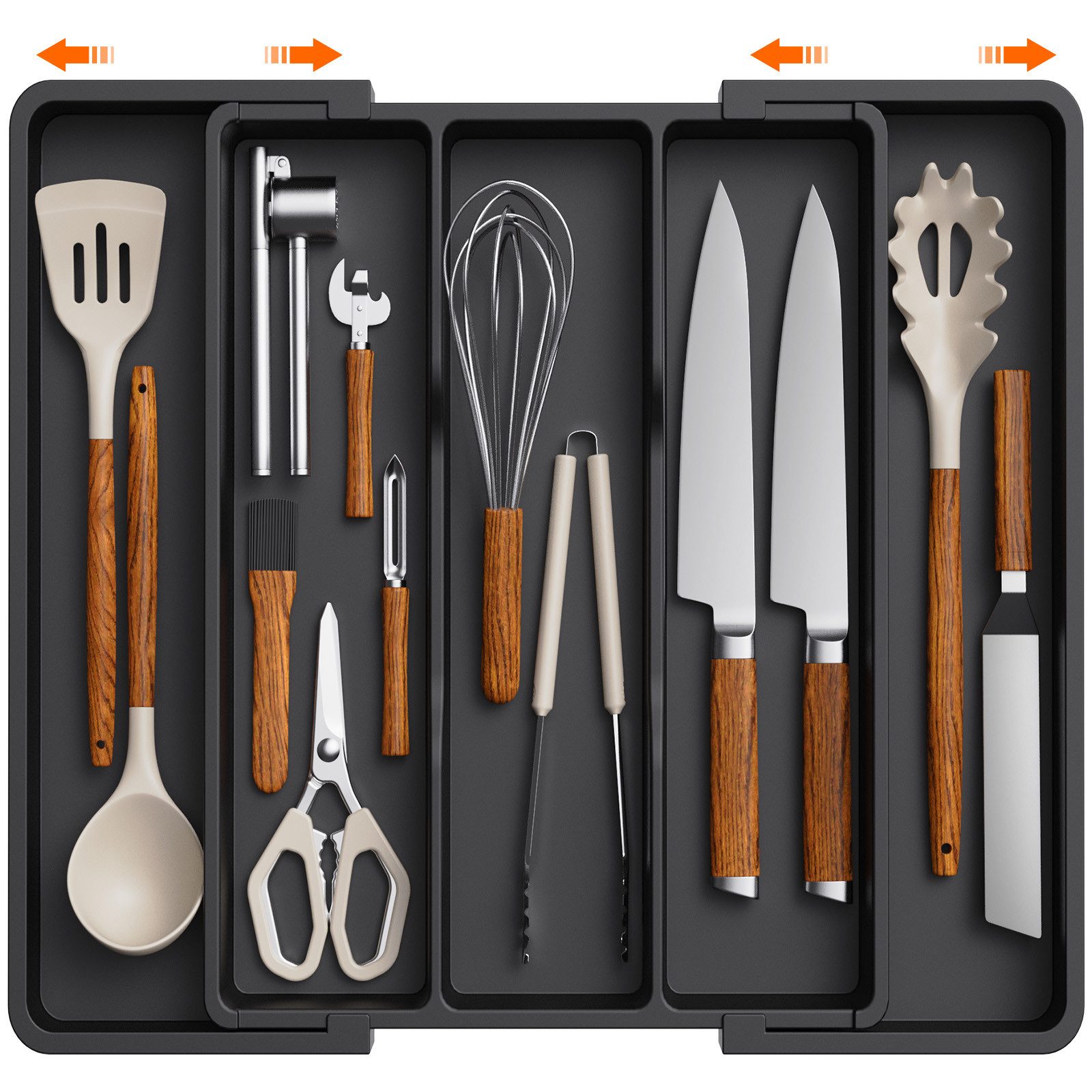 Lifewit Besteckeinsatz Verstellbarer Küchen Besteckeinsatz,erweiterbar bis 45 cm, Tiefe 35 cm (Set, 1 St., 1 x Besteckkasten), Einstellbar
