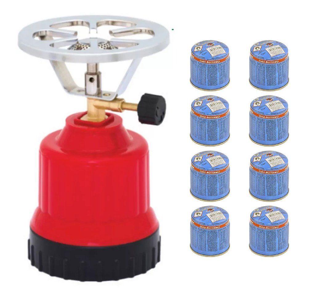 Roland Germany Gaskocher Campingkocher inkl. Gaskartusche, (Set, 8-St., inkl. 4, 6 oder 8 Gaskartuschen), Kompakt, Wetterfest