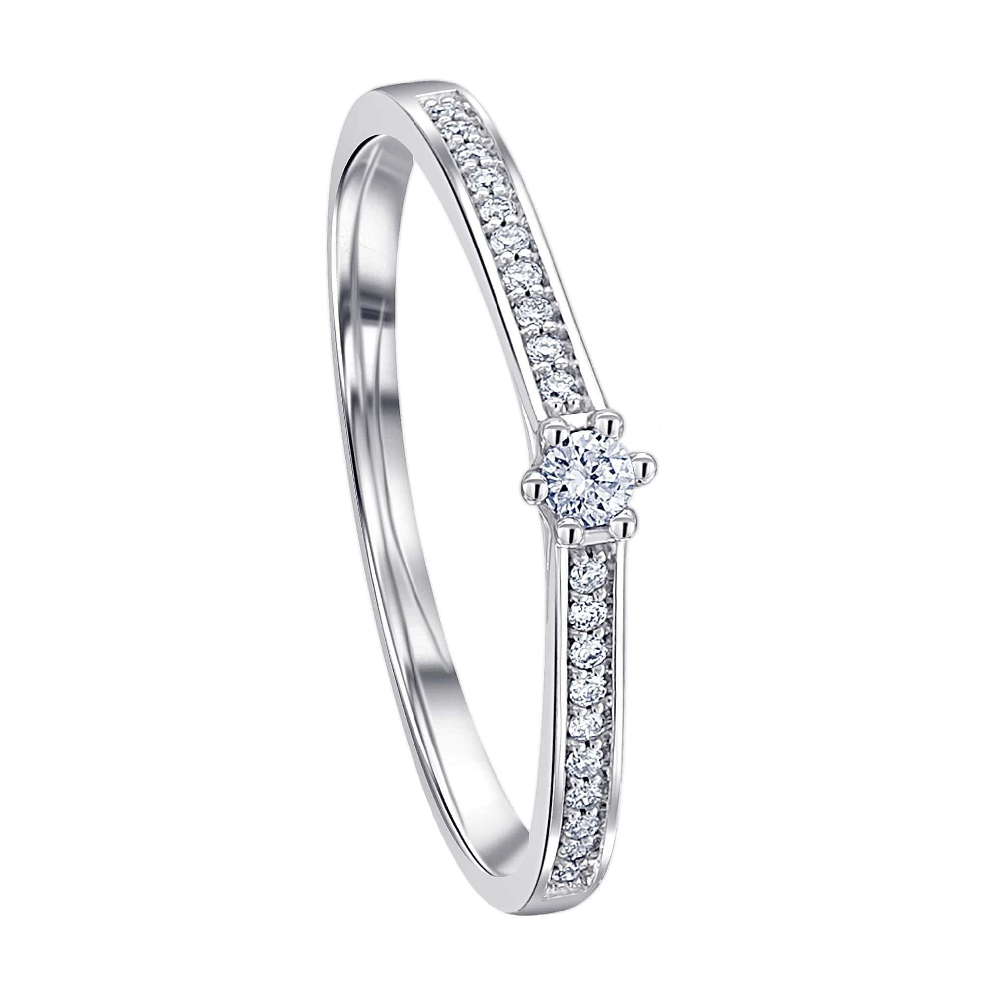 Memoire aus Center Diamant Brillant Center Ring mit 585 Schmuck ELEMENT Diamantring ct Gold mit Memoire Weißgold, 0.1 Damen ONE