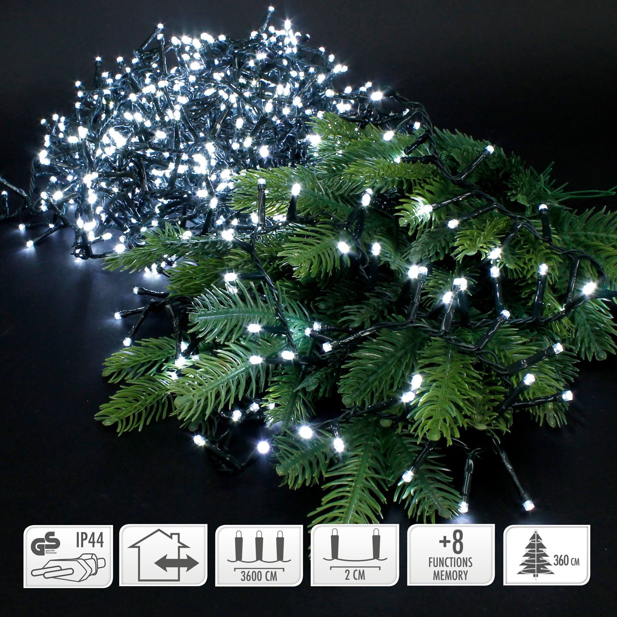 LED 36m Birnen LED-Lichterkette LED weiß ECD 1800 Christbaumschmuck Germany