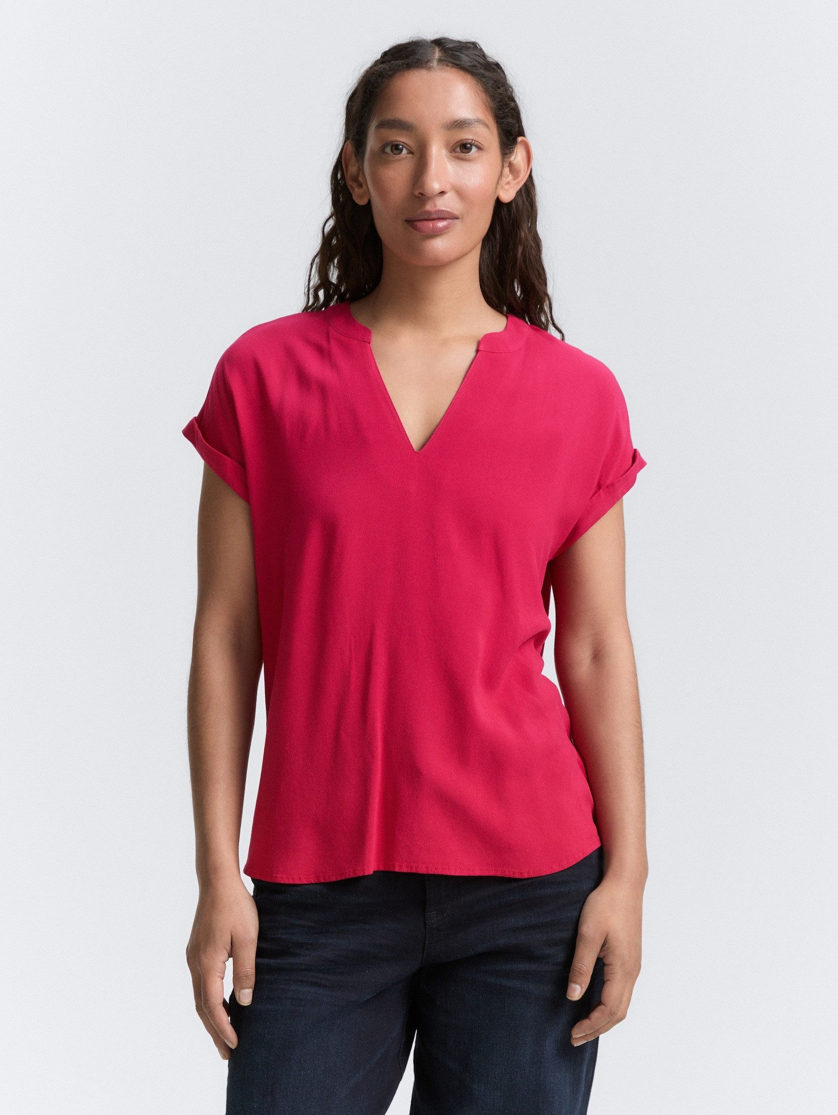 TOM TAILOR Kurzarmbluse Loose Fit Bluse günstig online kaufen