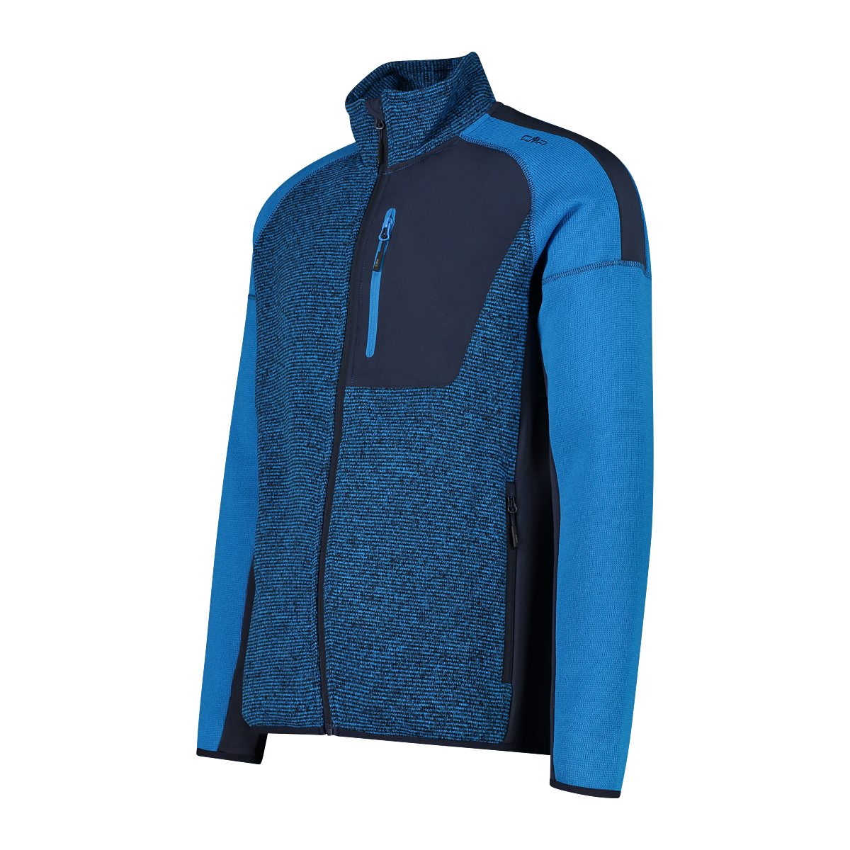 CMP Sweatjacke Fleece 37LP / black Man blue Knit-Tech Fleece Jacket river verarbeitetes speziell