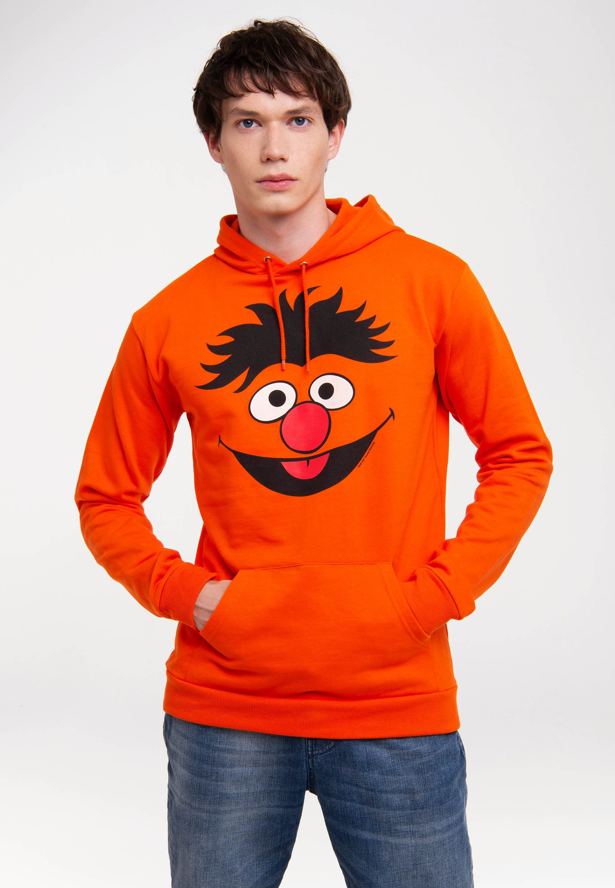 LOGOSHIRT Kapuzensweatshirt Sesamstrasse - Ernie Gesicht mit lizenziertem Print