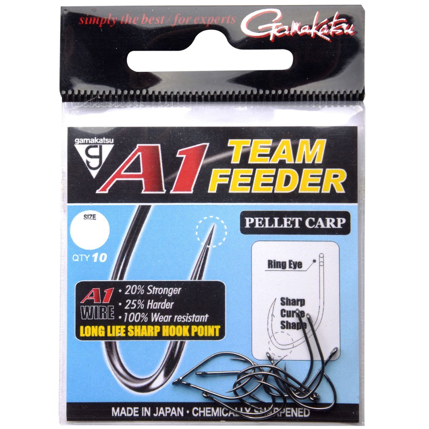Feederhaken Gamakatsu A1 Team Feeder Eyed Hooks Pellet Carp - 10 Angelhaken