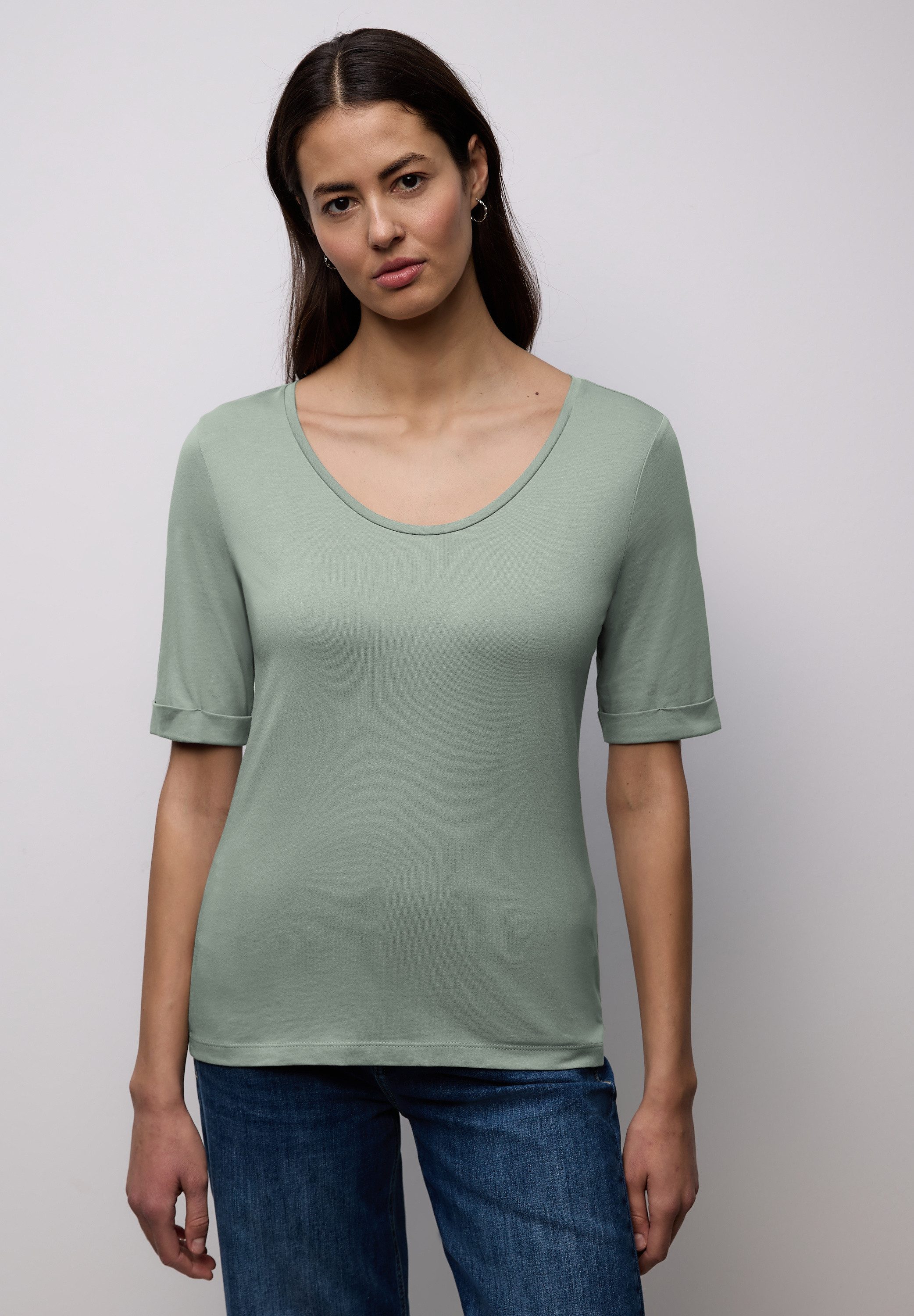 STREET ONE T-Shirt mit V-Ausschnitt