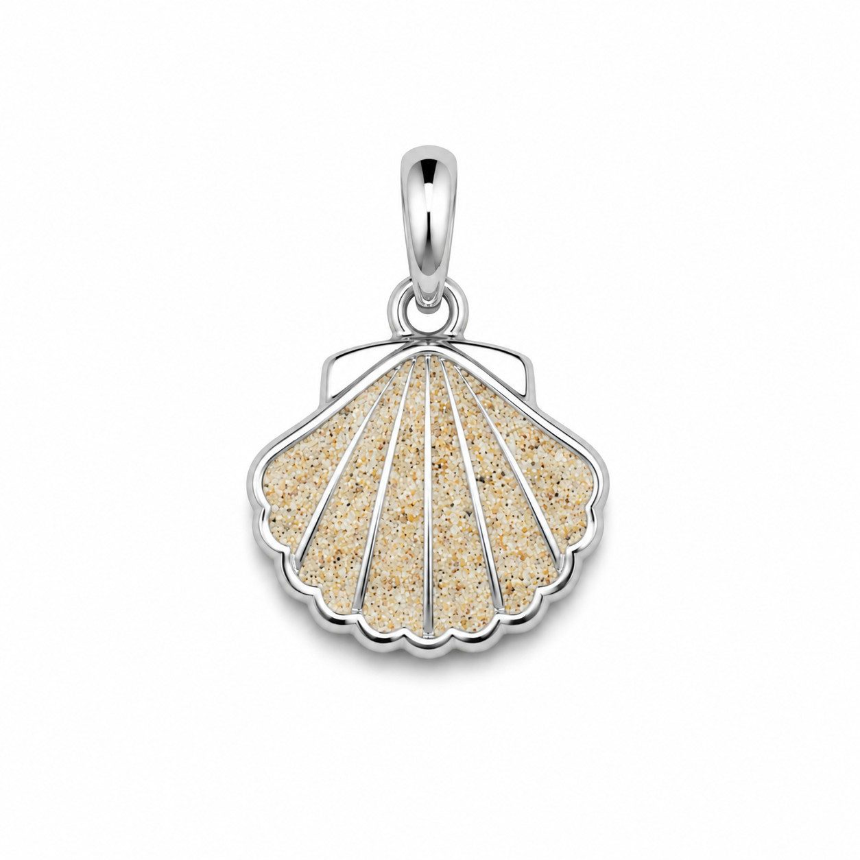 DUR Kettenanhänger Anhänger Muschel P5009 925 Silber Strandsand 12 mm maritimer Schmuck