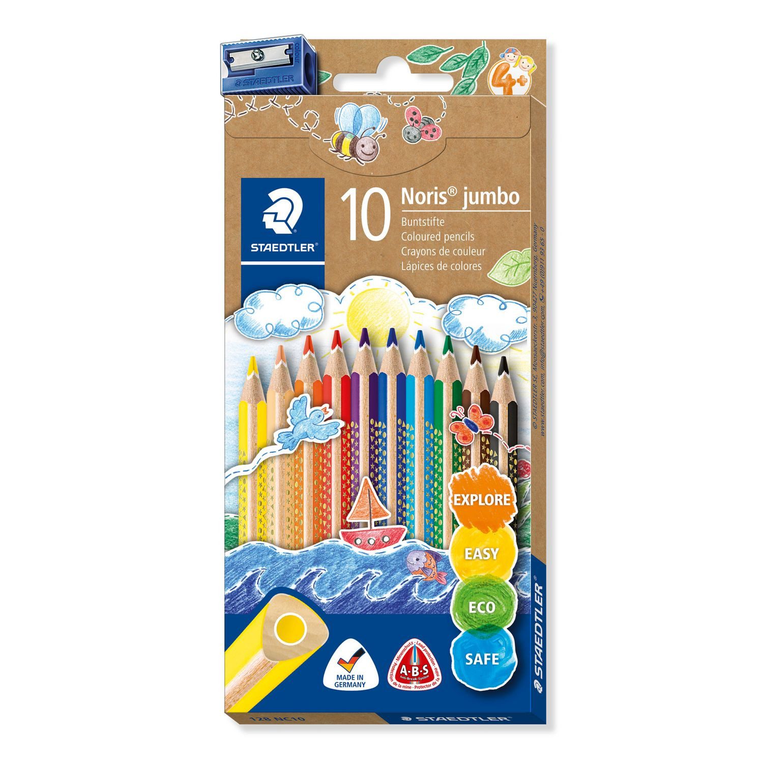 STAEDTLER Filzstift STAEDTLER Buntstifte Noris jumbo 10er Set + Spitzer