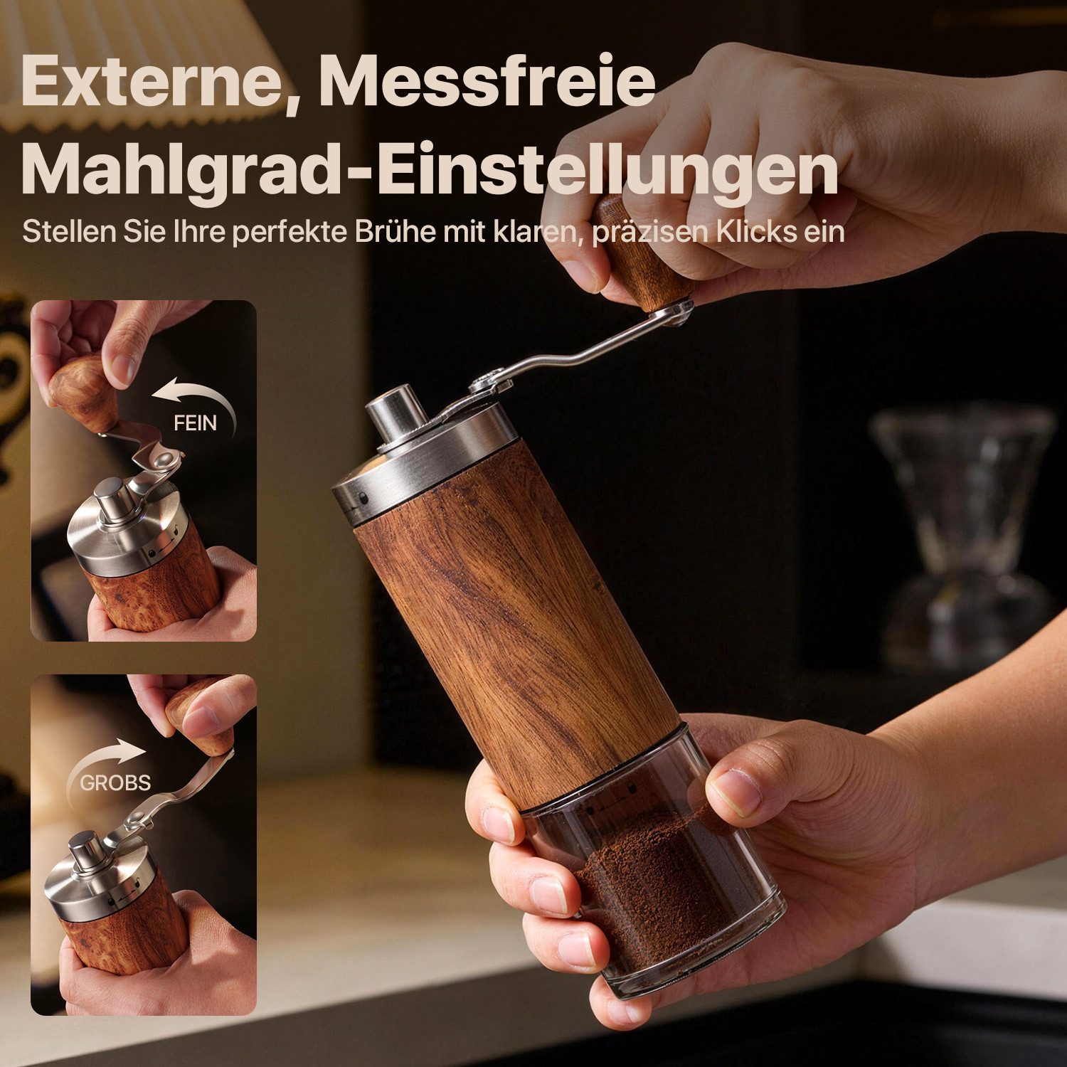 ANYSUN Kaffeemühle manuell für Kaffeebohnen, Handkaffeemühle mit Keramikmahlwerk, 30 g Bohnenbehälter, 30 g Bohnenbehälter, manuelle Kaffeemühle für Zuhause, Reise & Camping