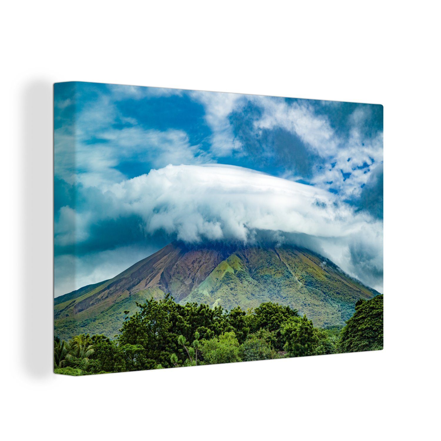 Ometepe, OneMillionCanvasses® Insel auf Wolkenbildung der über Vulkan Leinwandbild 30x20 cm St), (1 Leinwandbilder, Wandbild Aufhängefertig, Wanddeko, dem