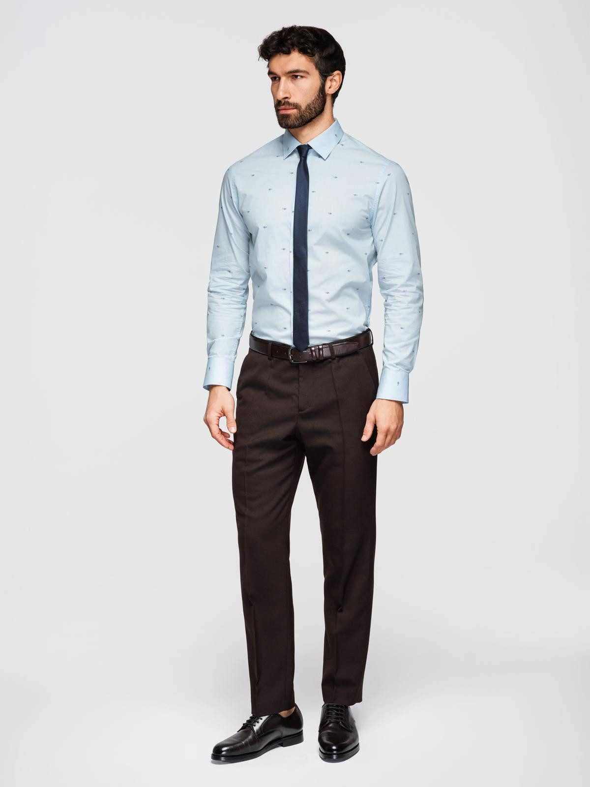 OMBRE Langarmhemd Herrenhemd Slim Fit aus Baumwolle mit Allover-Print