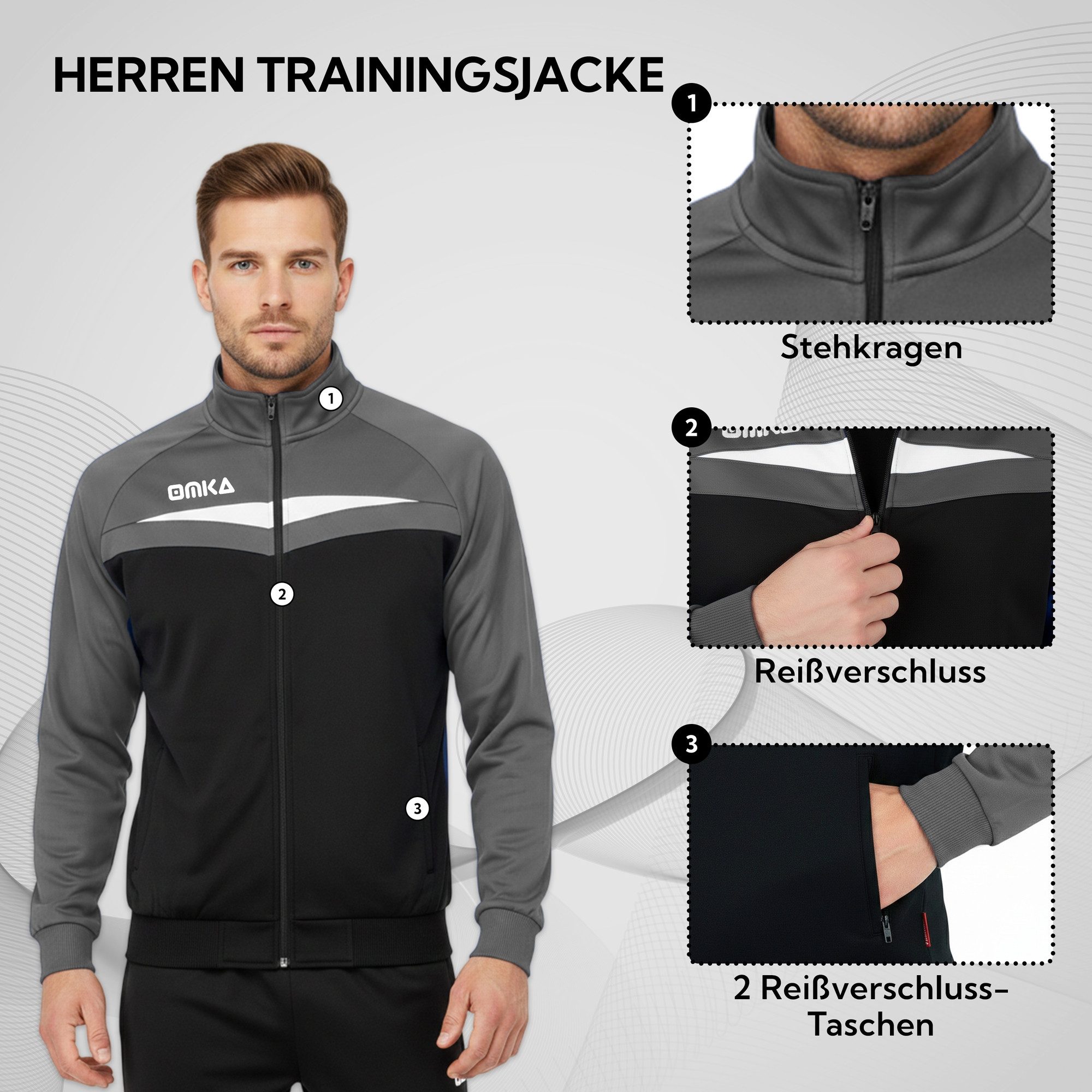 OMKA Trainingsjacke OK200J OMKA Optima Trainingsjacke Joggingjacke Sportjacke