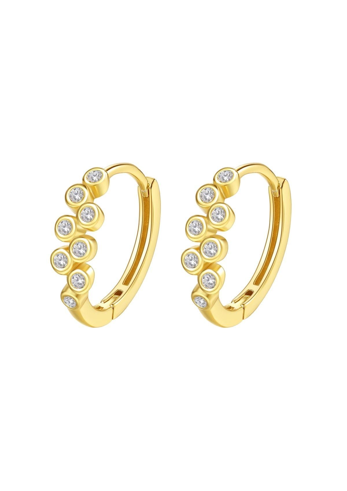Hey Happiness Paar Creolen Silber Kristalle rund klein, 18K vergoldet, Ohrr günstig online kaufen