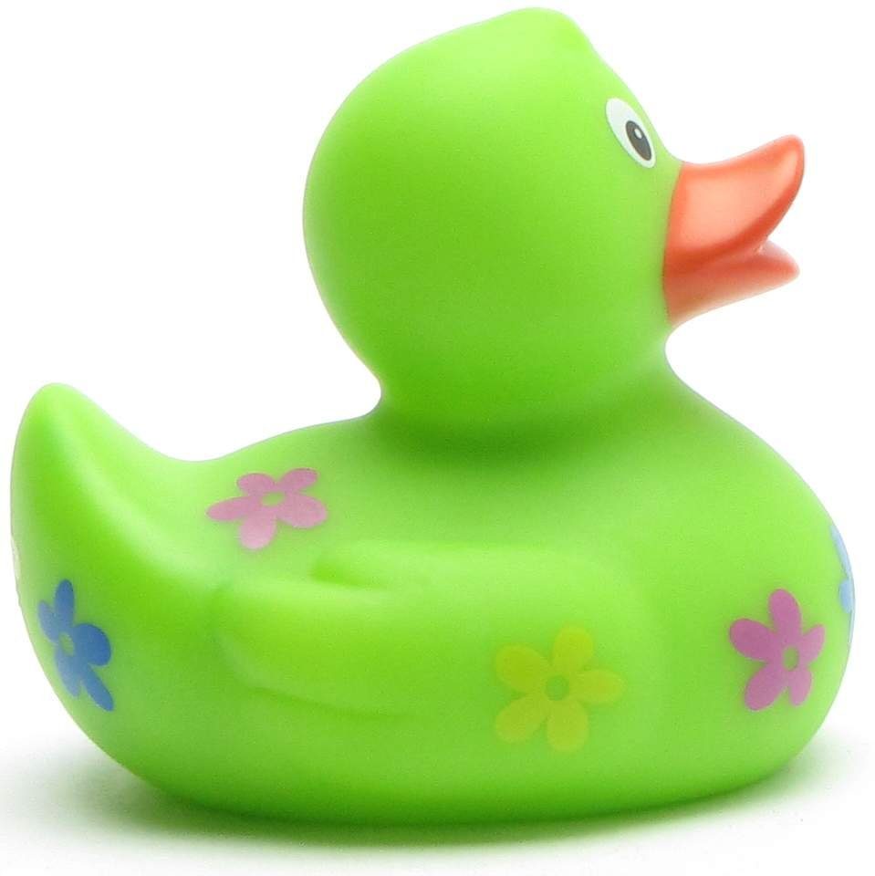 Badeente mit Duckshop Quietscheentchen Blumenmuster - Badespielzeug