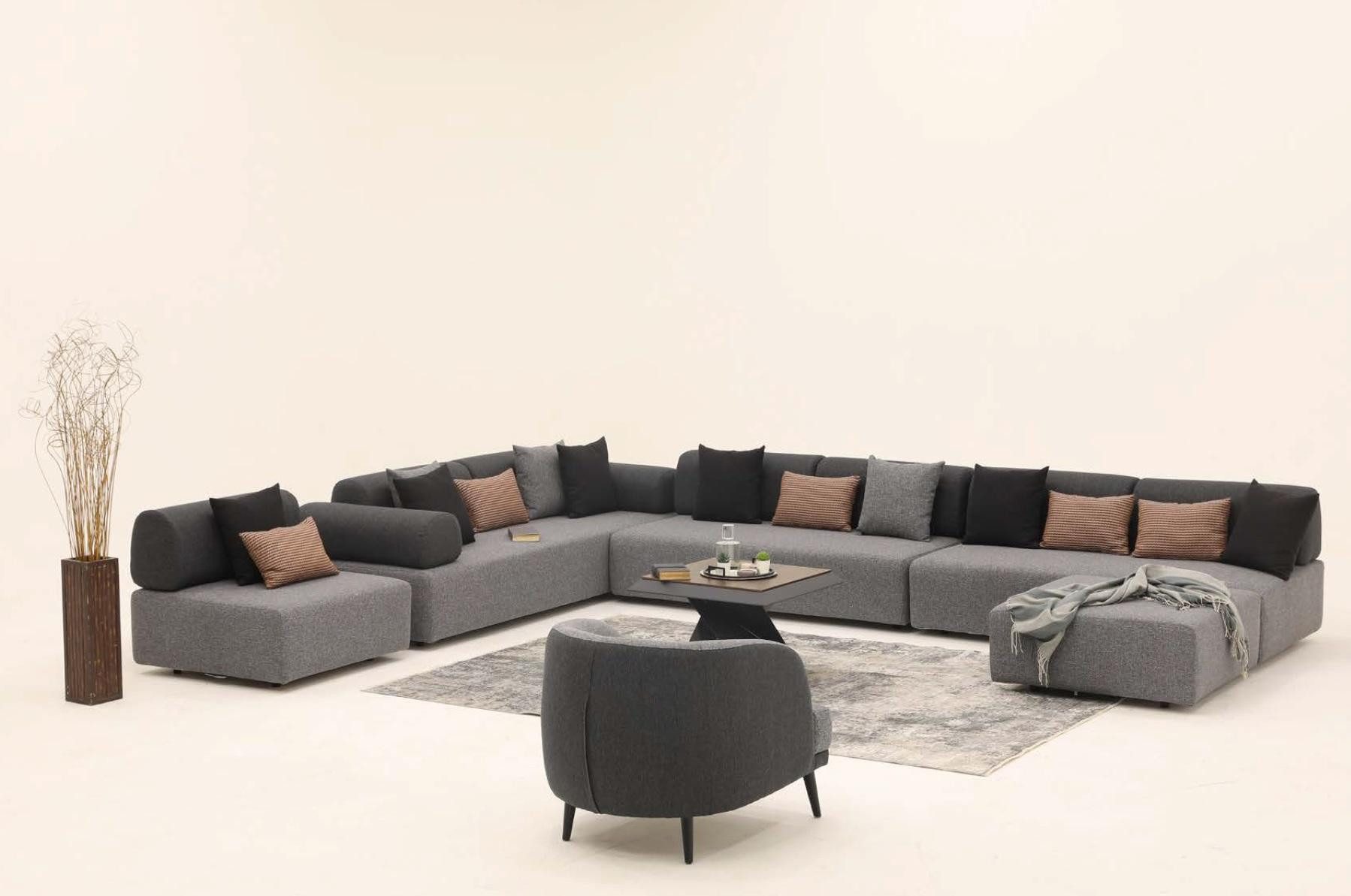 Xlmoebel Wohnlandschaft Sitzecke Wohnzimmer Sofa Polsterung Möbelstoffe Eckcouch Textil, Hergestellt in Europa